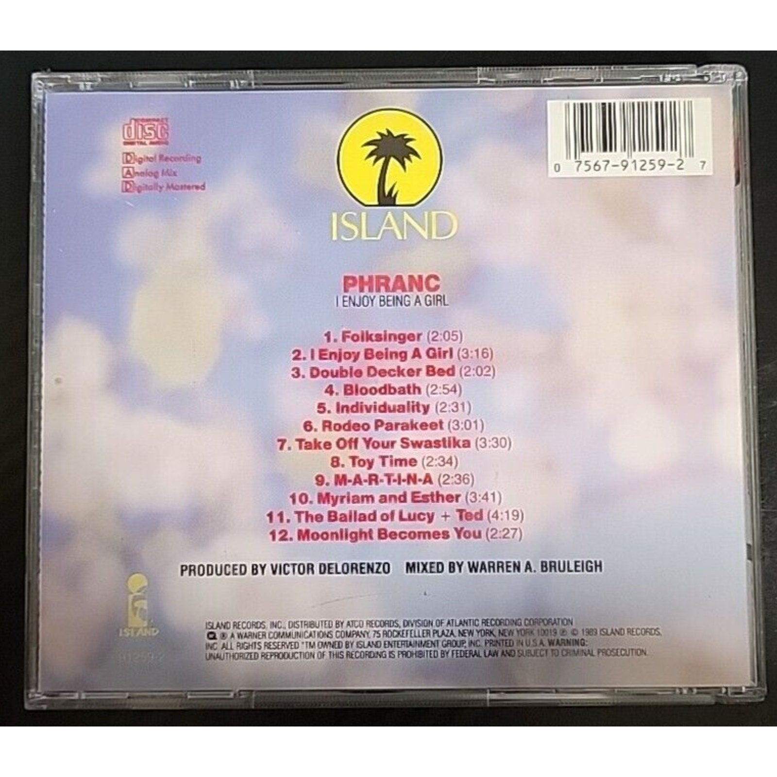 I Enjoy Being A Girl. Phranc. (CD)