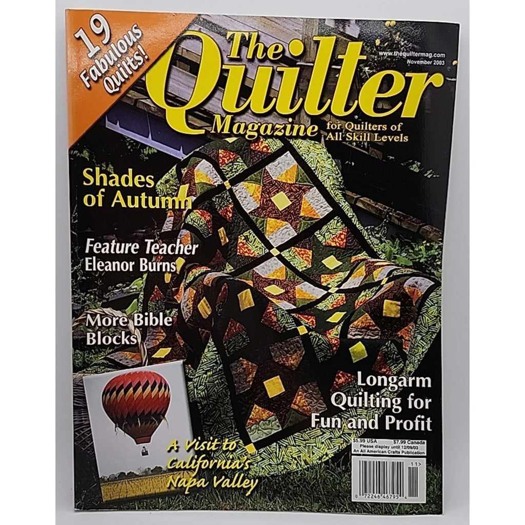 The Quilter Quilting Magazine Nov 2003 includes Pull-Out Pattern Section