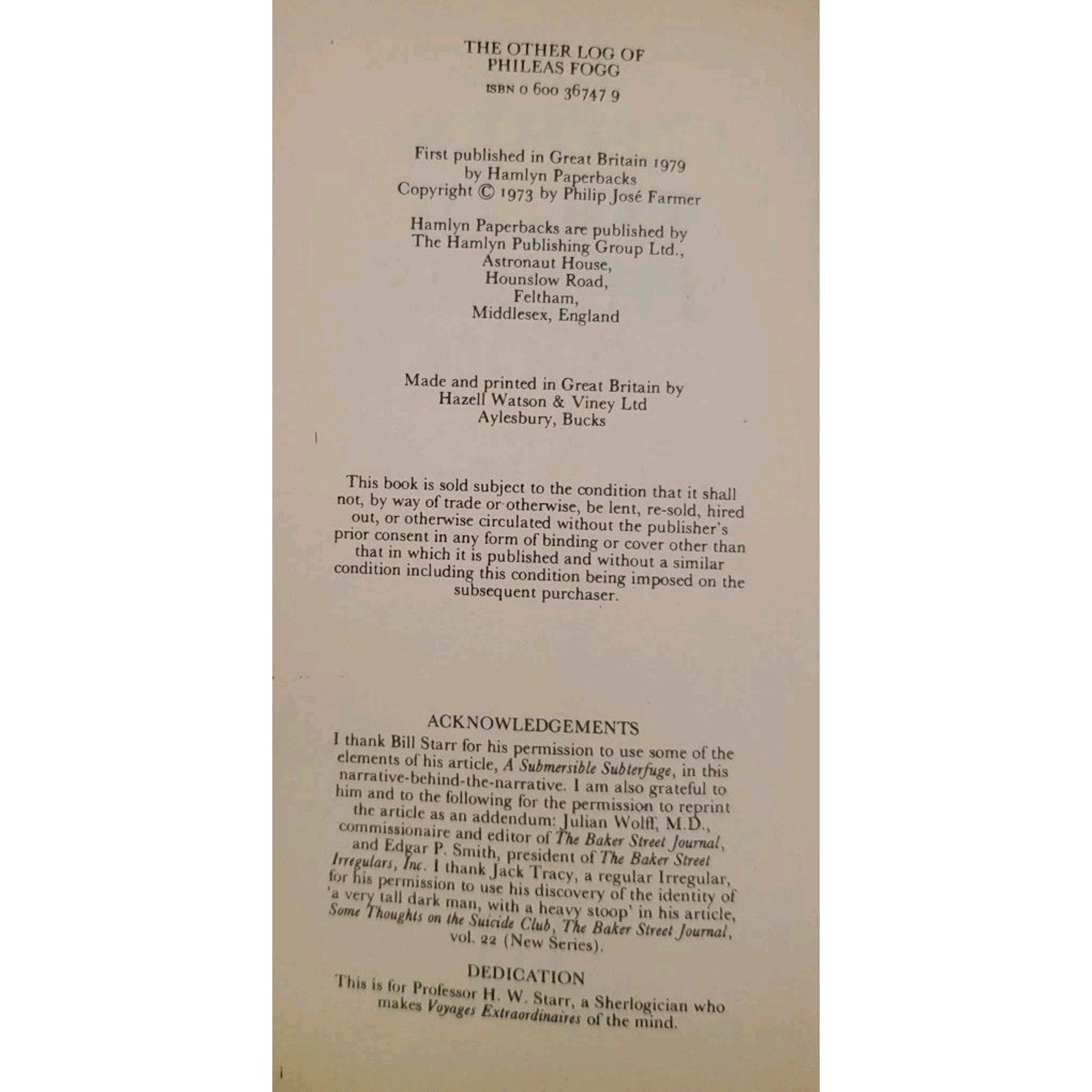 The Other Log of Phileas Fogg Mass Market Paperbound Philip Josè