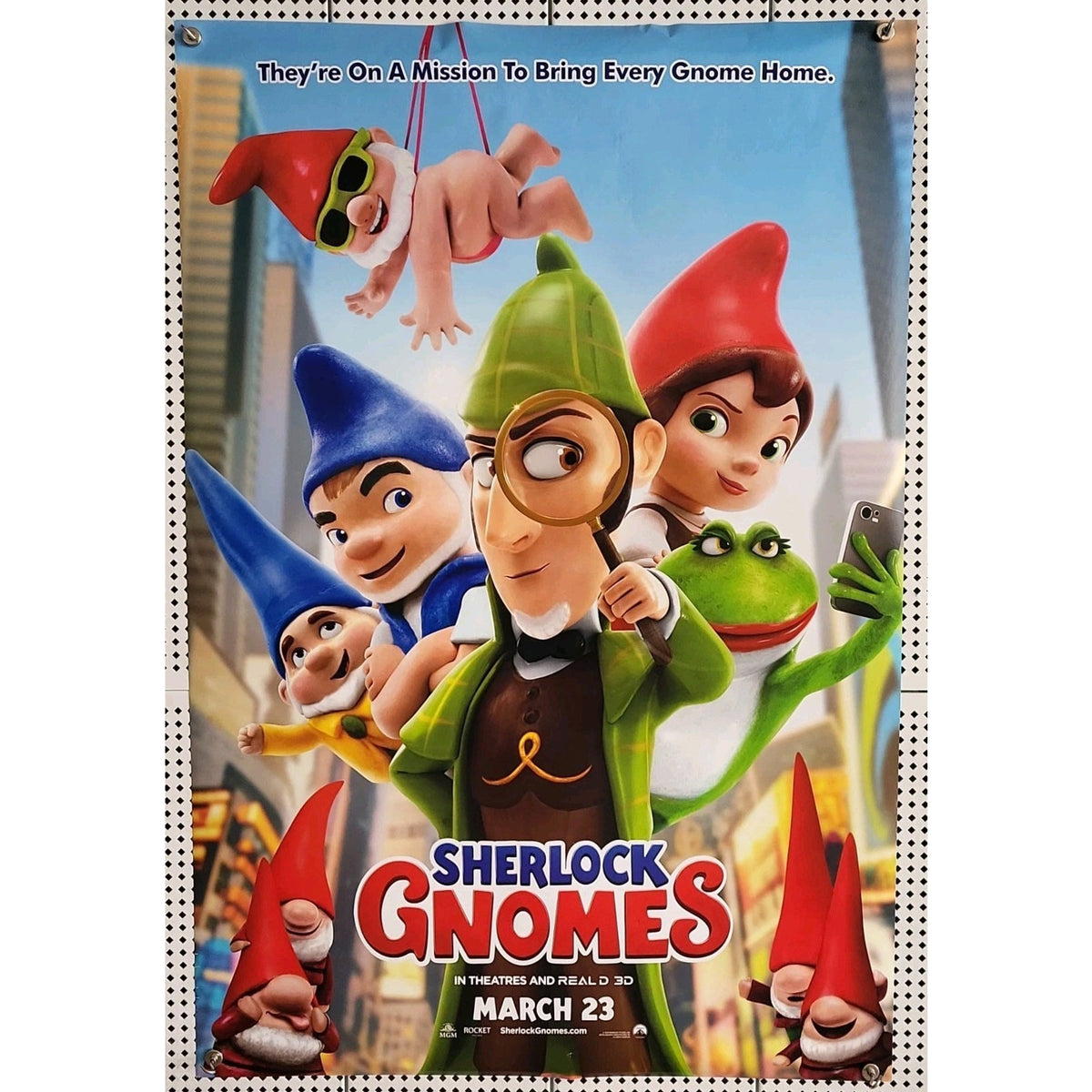 Sherlock Gnomes Movie Poster 2 Sided ORIGINAL Version B 27x40 JOHNNY DEPP