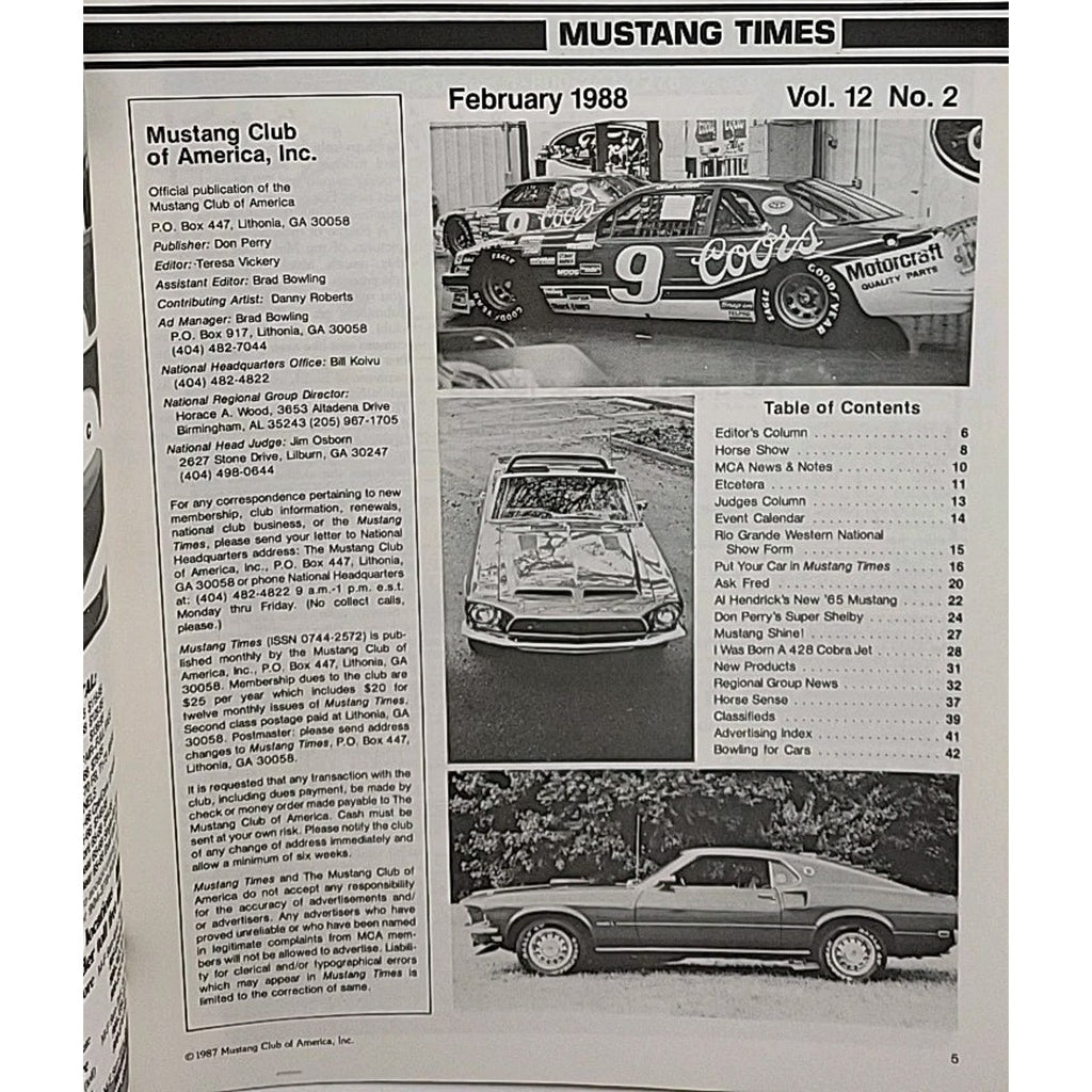 Mustang Times Magazine February 1988 Vol. 12 No. 2