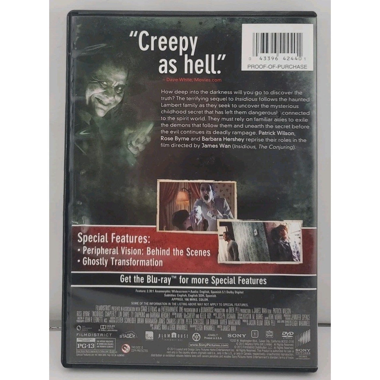 Insidious: Chapter 2 (DVD, 2013)