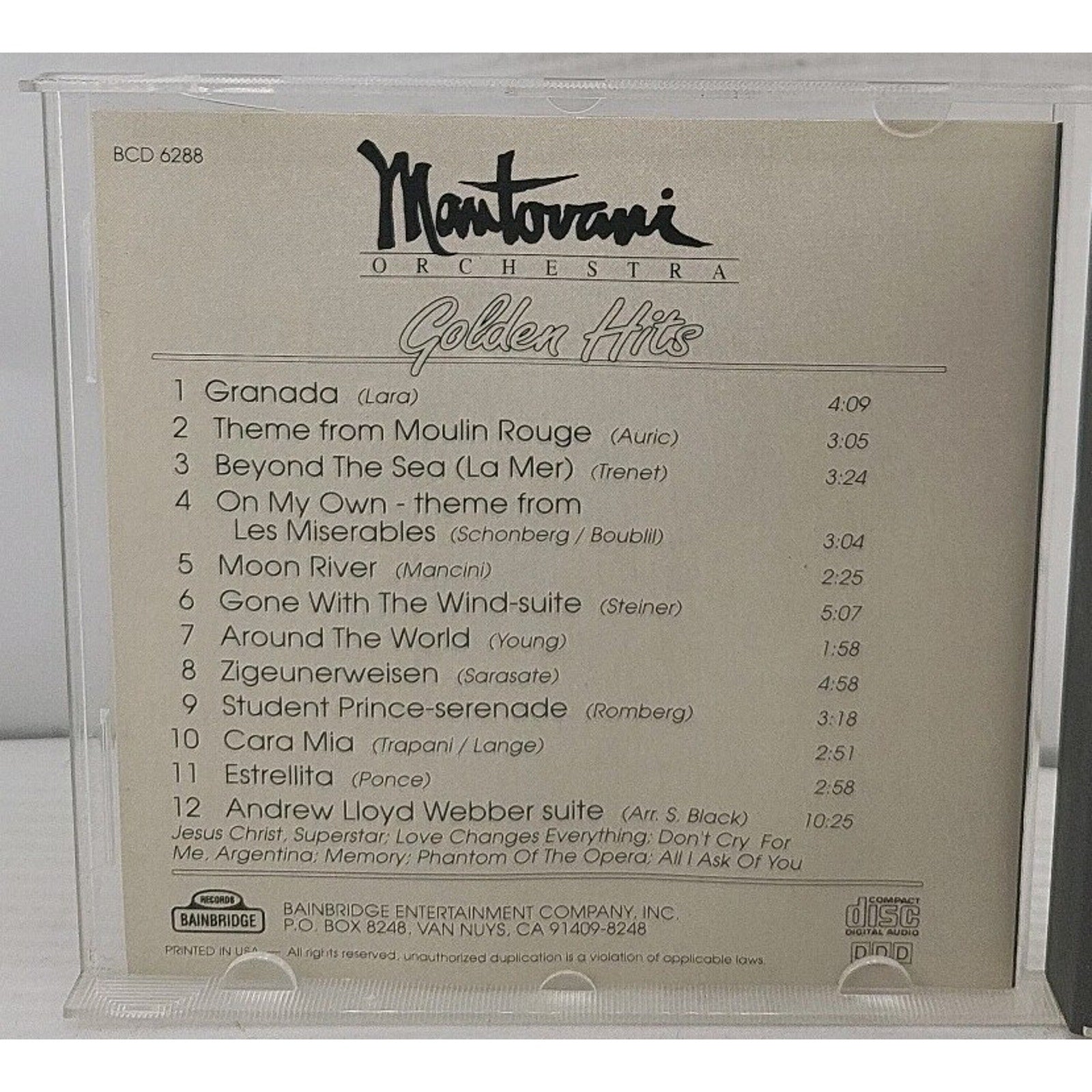 Mantovani Orchestra Golden Hits CD
