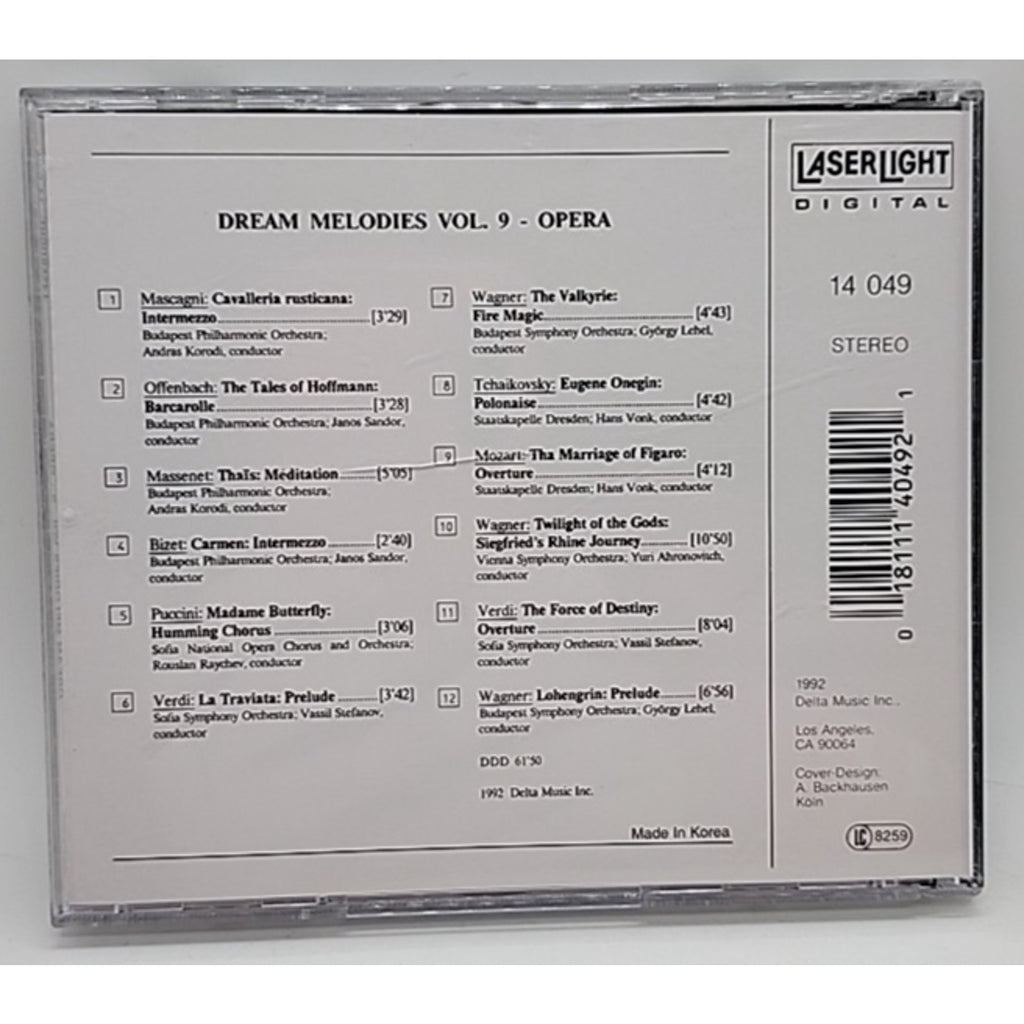 Dream Melodies Vol. 9-Opera by Various (CD, 1992)