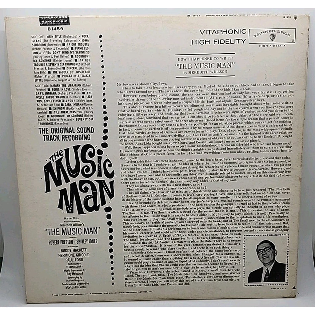 The Music Man: Robert Preston, Shirley Jones Original Soundtrack Recording LP