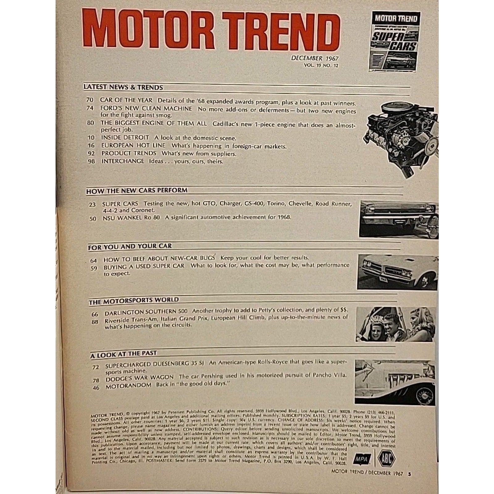 Motor Trend Magazine December 1967 Vol. 19 No. 12