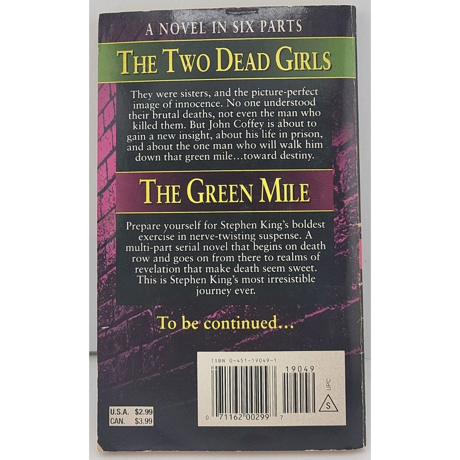 Stephen King The Green Mile The Two Dead Girls Paperback Penguin
