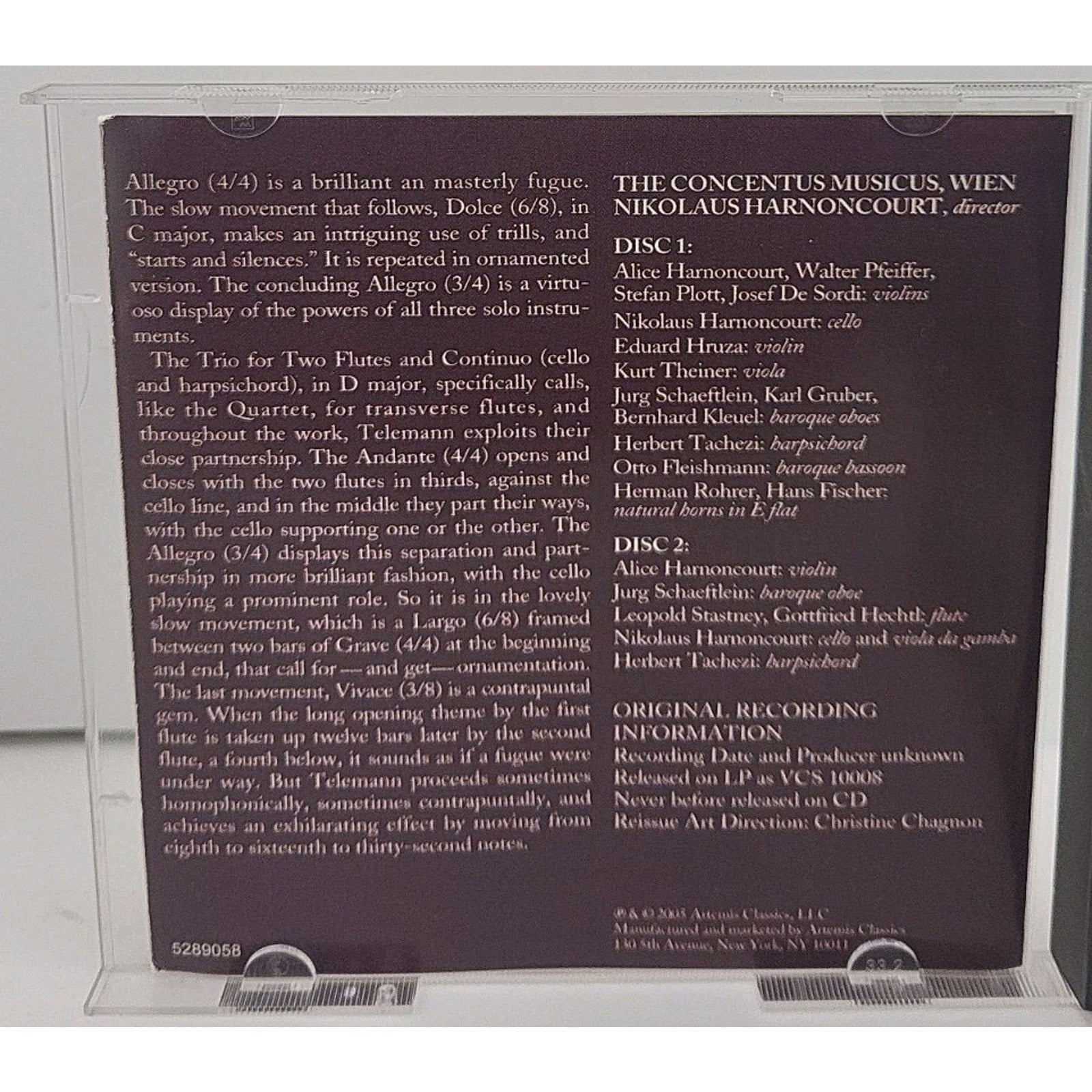Telemann / Harnoncourt - Tafelmusik: Production III [Complete] (CD, 2 Disc,2005)