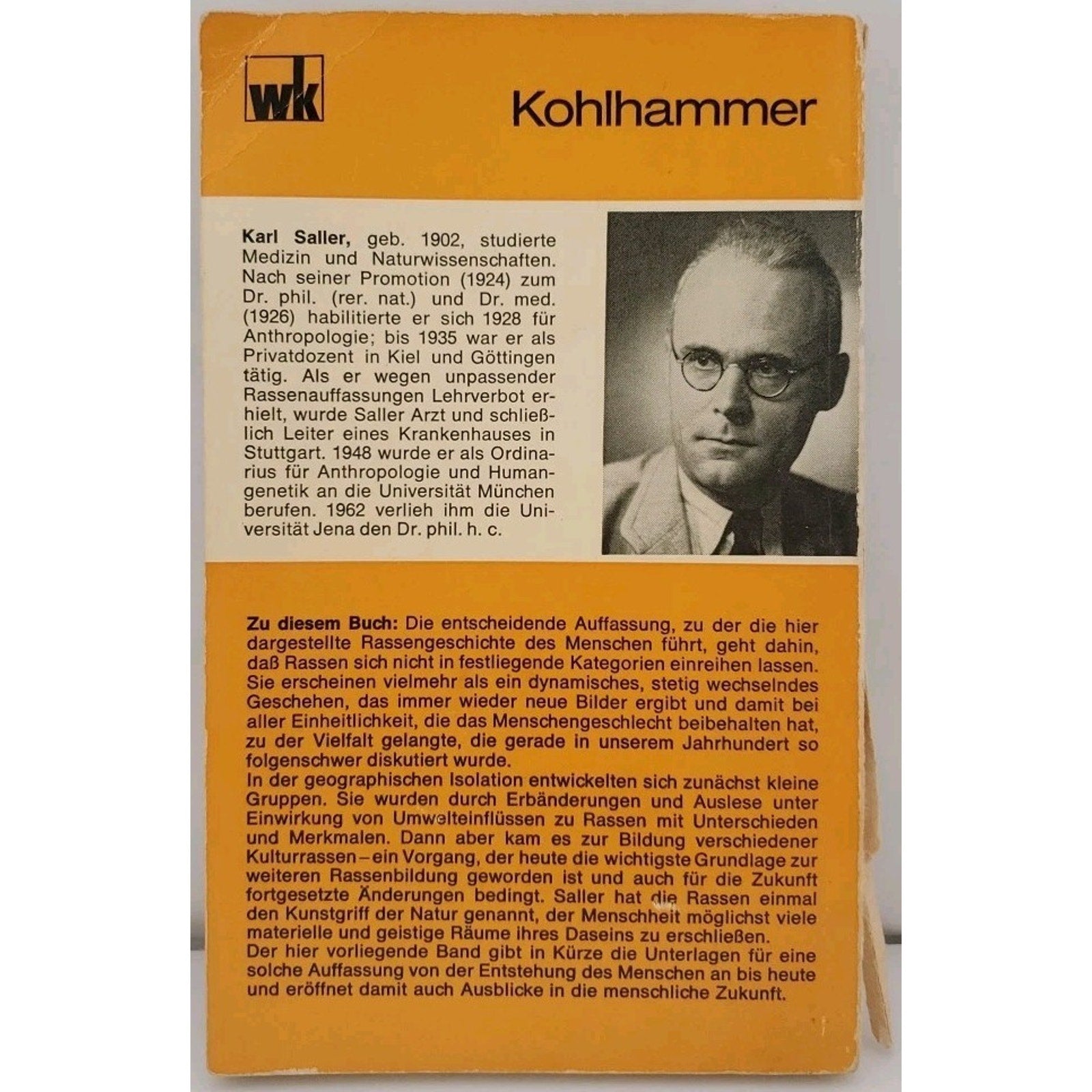 Rassengeschichte Des Menschen By Karl Saller