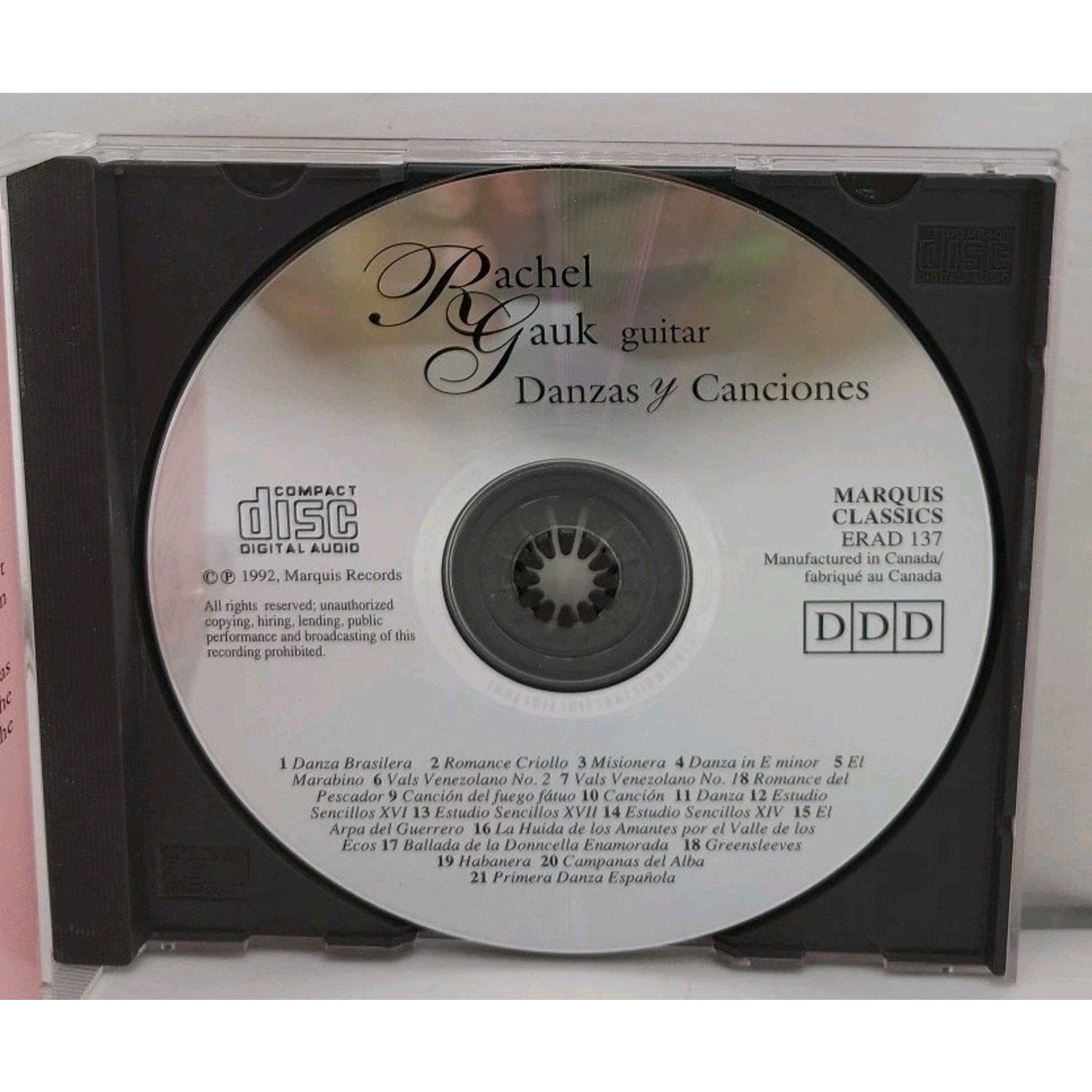 Danzas y Canciones by Rachel Gauk (Guitar) (CD, Sep-1993, Marzipan Music)