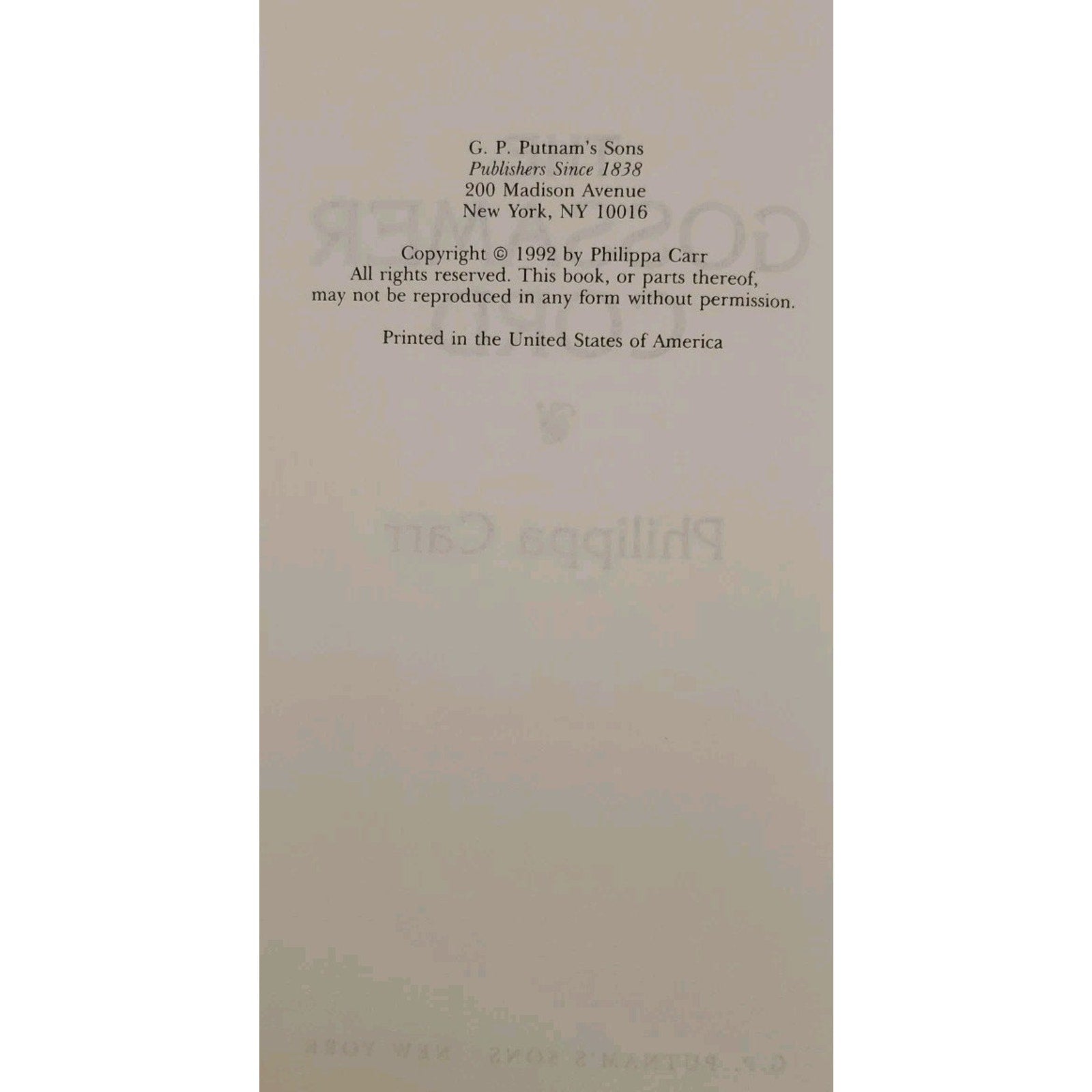 Gossamer Cord by Philippa Carr (1992, Hardcover)
