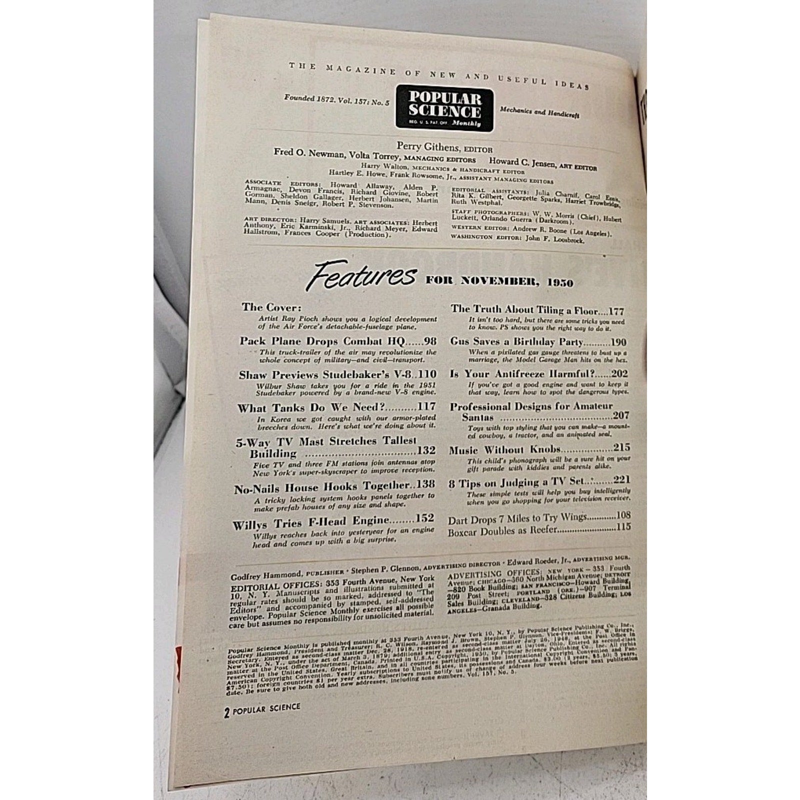 Popular Science Monthly Mechanics And Handicraft - November 1950 - Vol. 157 No.5