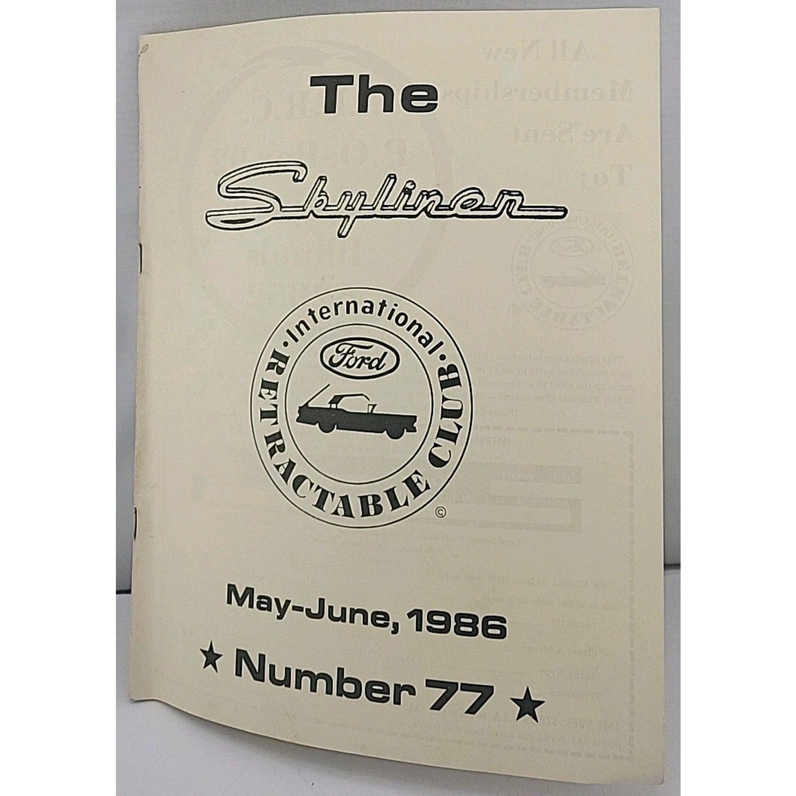 The Skyliner - International Retractable Club - May-June 1986 Number 77