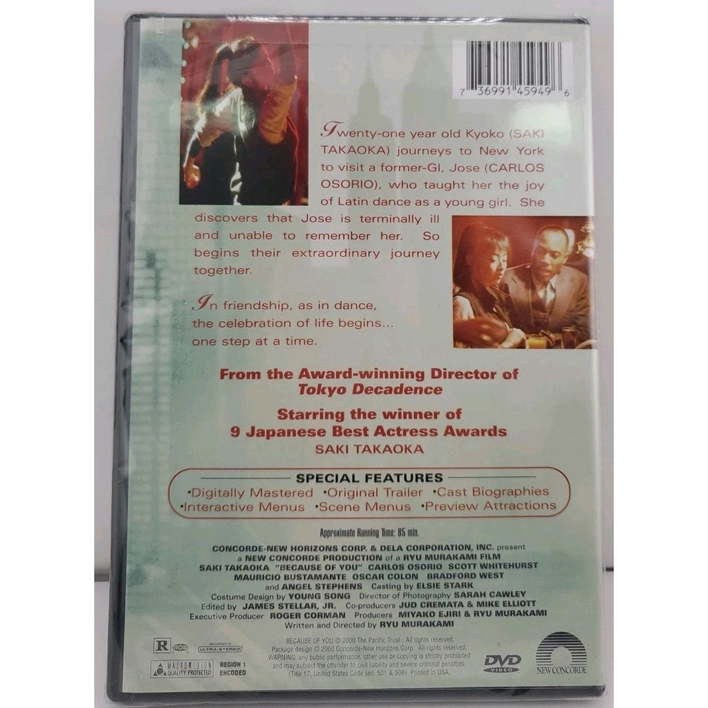 Because of You (DVD, 2000) *Brand New*