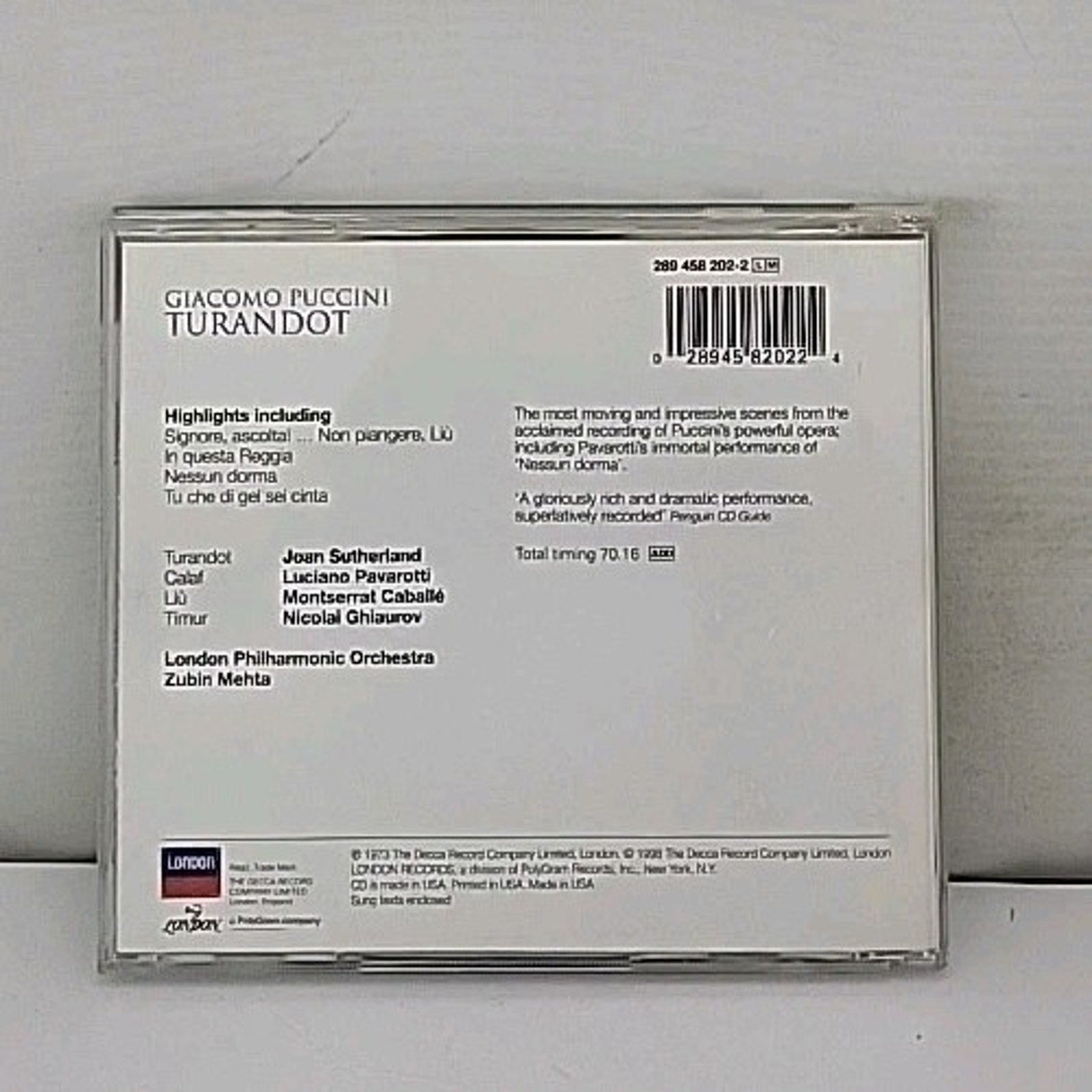 Turandot by Joan Sutherland (CD, 1998)