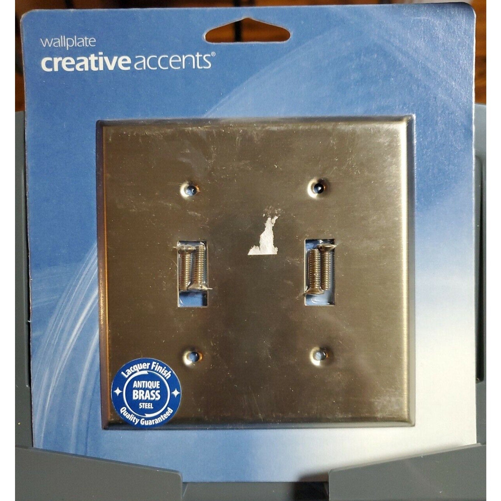 Creative Accents Brass Finish Steel 2G Toggle Wallplate 4.5"H x 4.5"W 9AB102