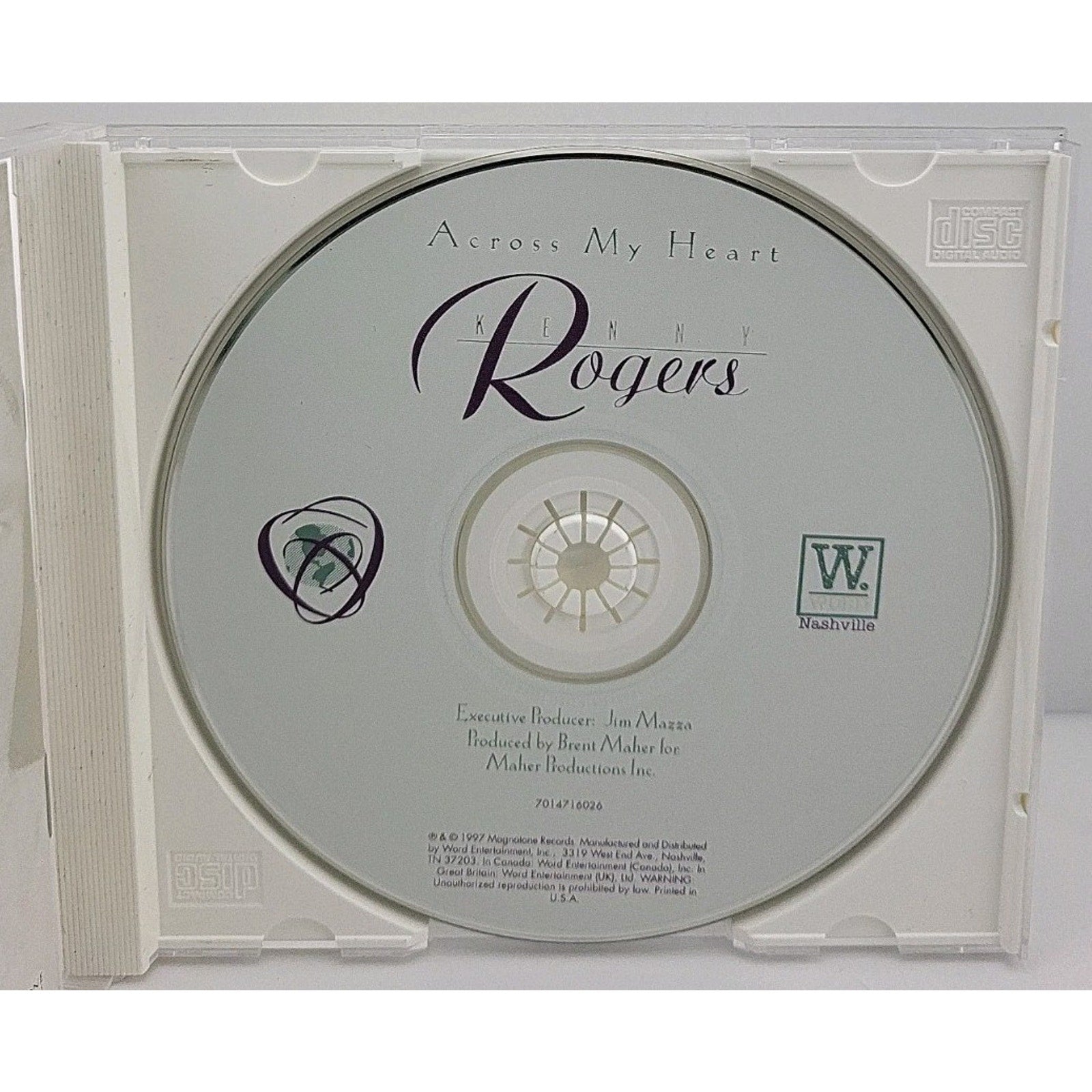 Across My Heart By Kenny Rogers (CD, 1997, Word Nashville)
