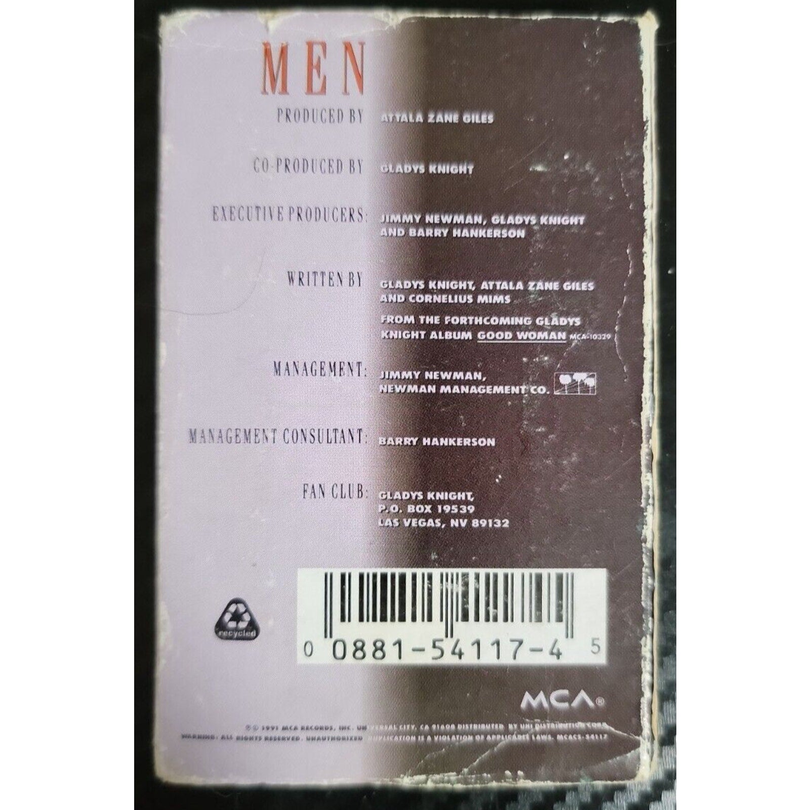 Men [Cassette Single] [Single] by Gladys Knight (Cassette, Jun-1991, MCA)