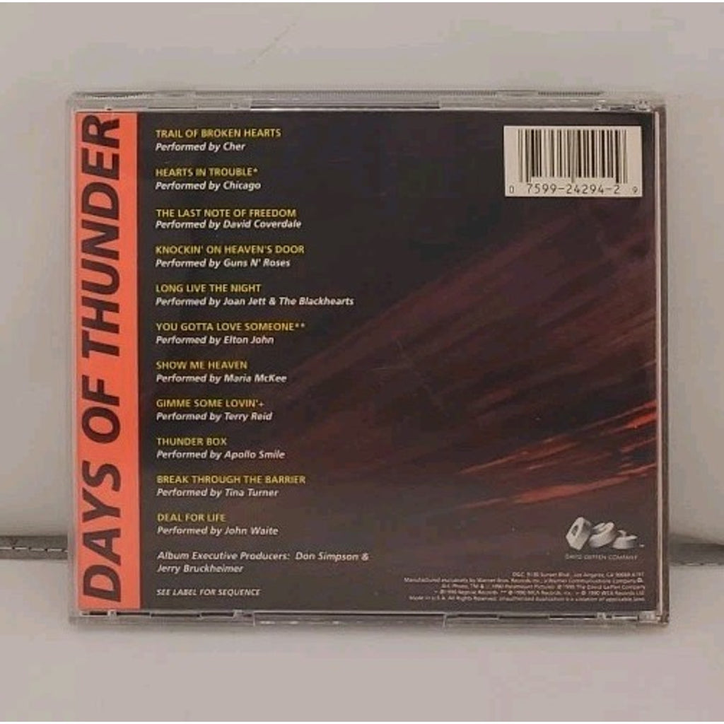 Days of Thunder Soundtrack CD Cher Chicago Guns N Roses Tina Turner