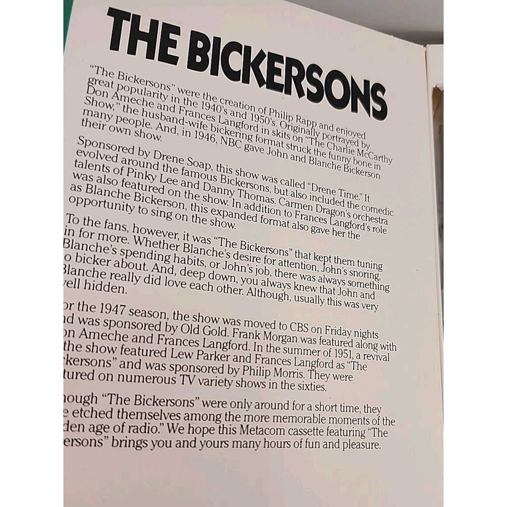 The Best Of The Bickersons Vol. 1-4 (2-Cassette Set, 1986, Golden Age Radio)