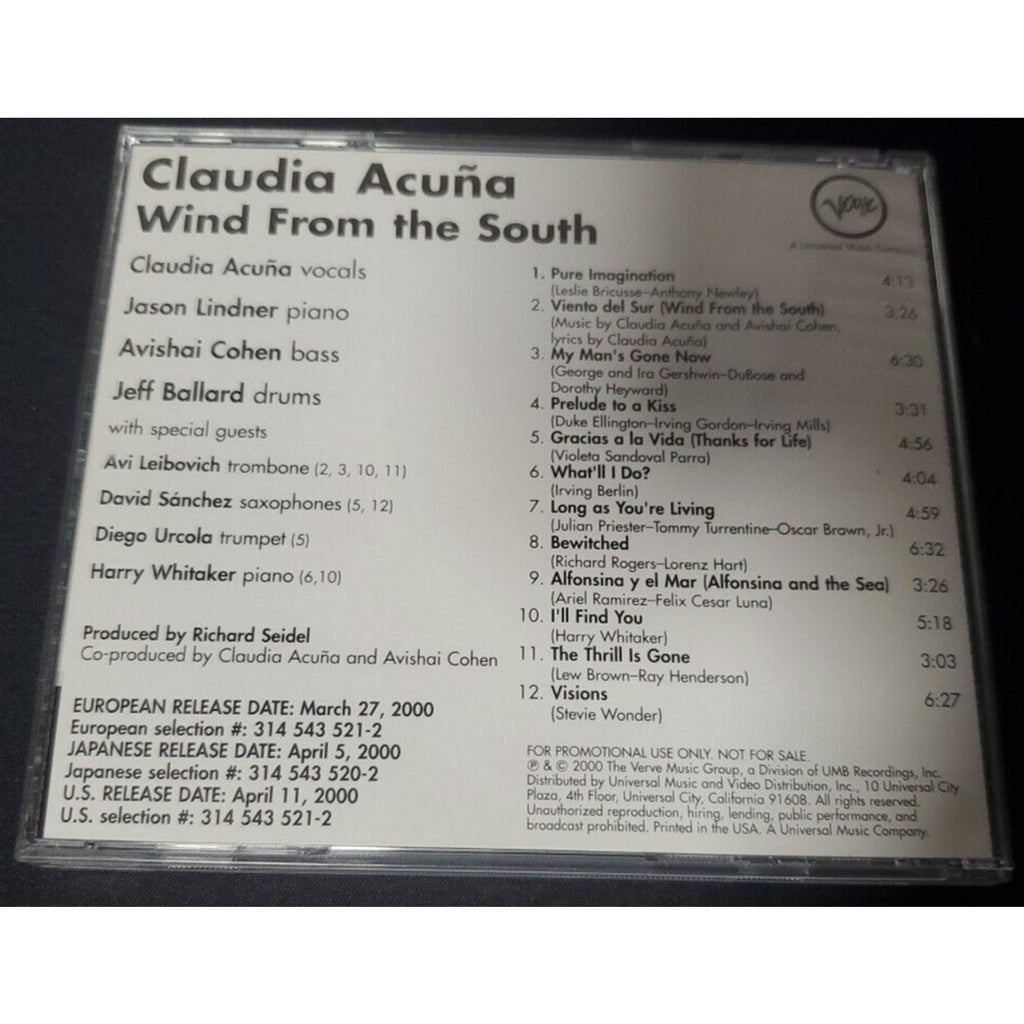 Wind from the South by Claudia Acuña (CD, Mar-2000, Verve) PROMO
