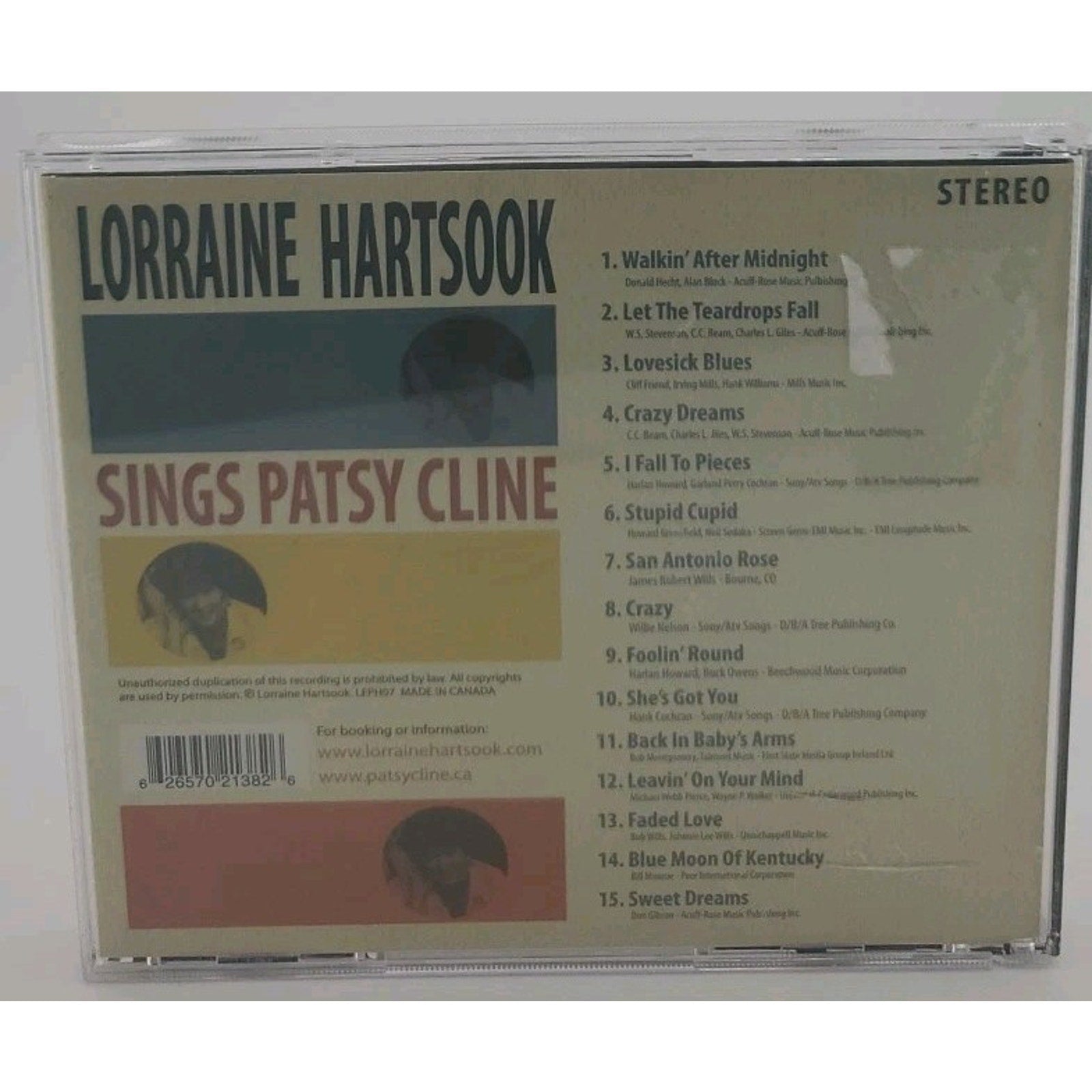 Lorraine Hartsook Sings Patsy Cline CD