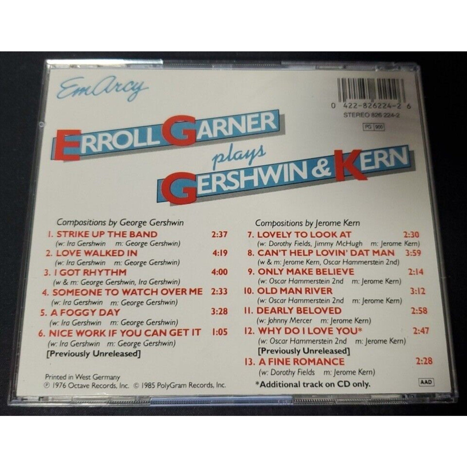 Plays Gershwin and Kern by Erroll Garner (CD, 1985, Emarcy (USA))