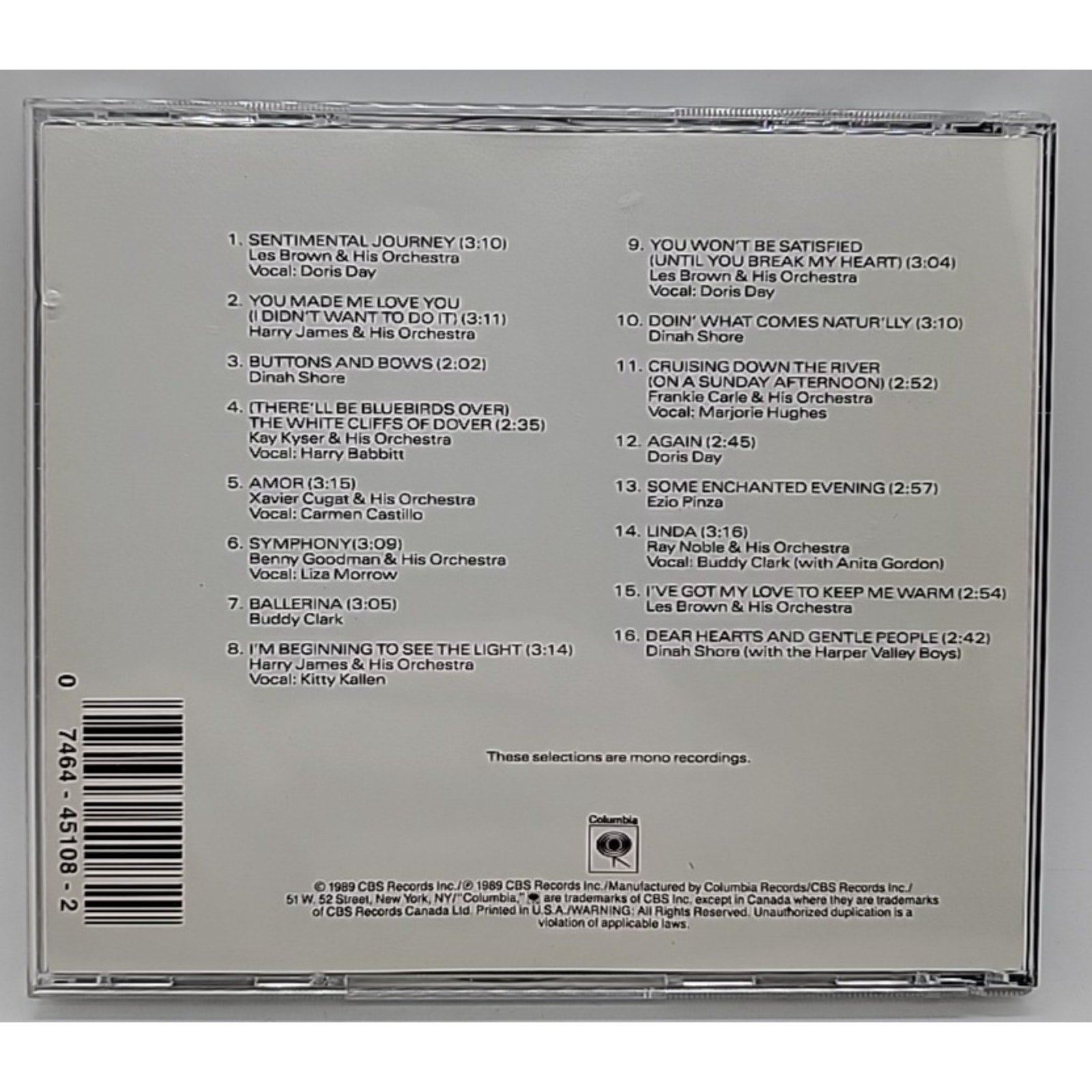 Vol. 1-1940's 16 Most Requested Songs by Various (CD, 1989)