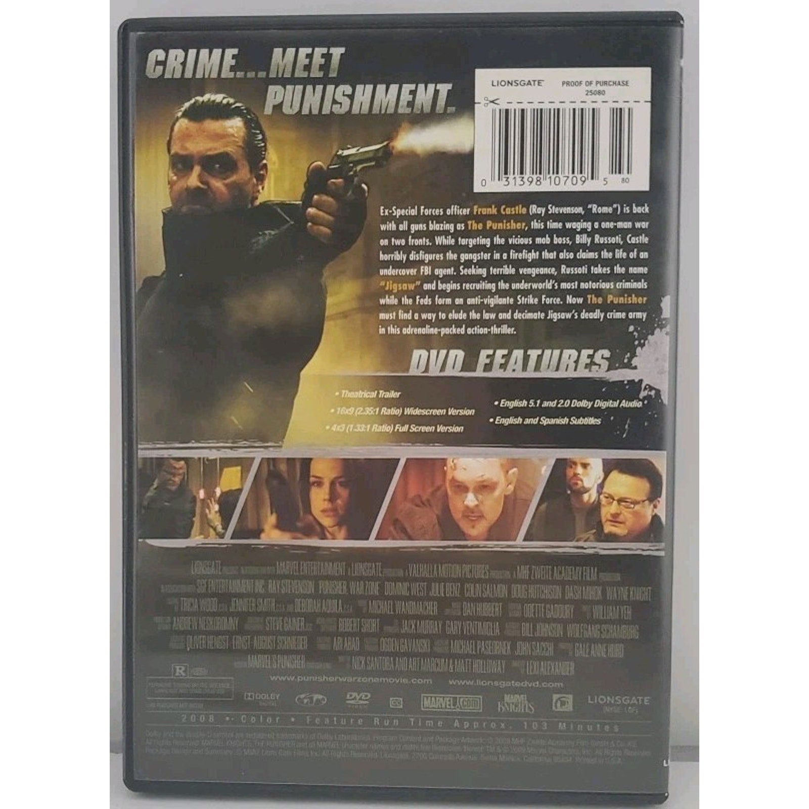 Punisher: War Zone (DVD, 2009, Full Screen Widescreen)