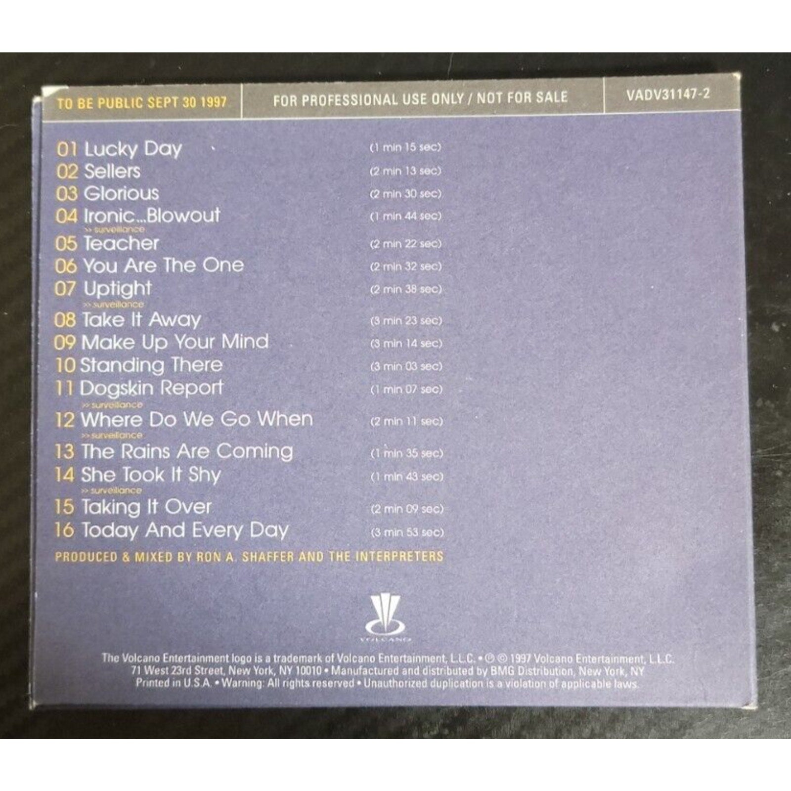 The Interpreters Back In The U.S.S.A. CD