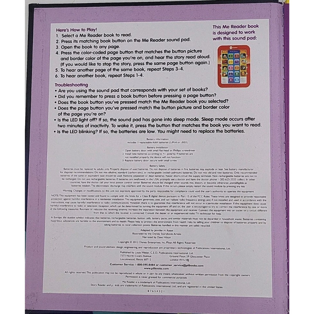 Story Reader Me Reader Monsters, Inc. Electronic Learning Book