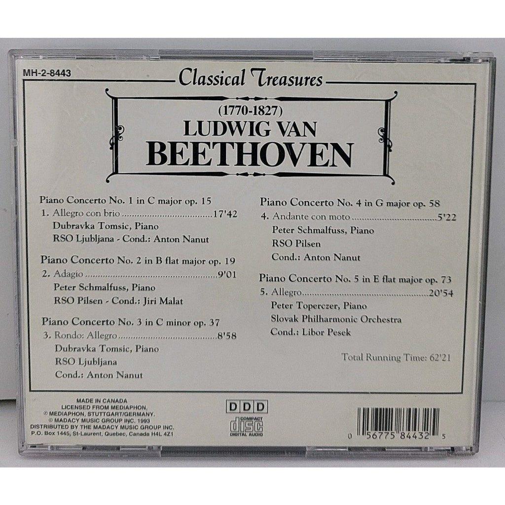 Beethoven Piano Concertos No. 1-5 Classical Treasures CD