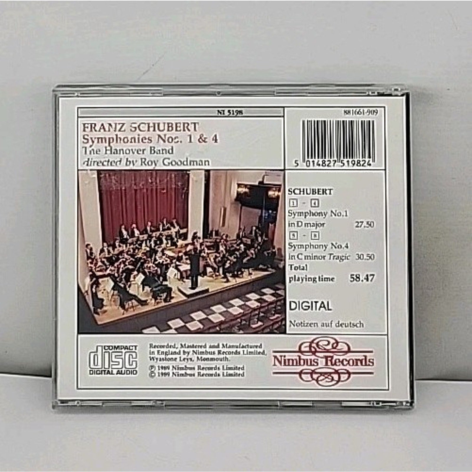 Schubert~ Symphony No. 1 & No. 4 ~ Hanover Band ~ Nimbus CD.