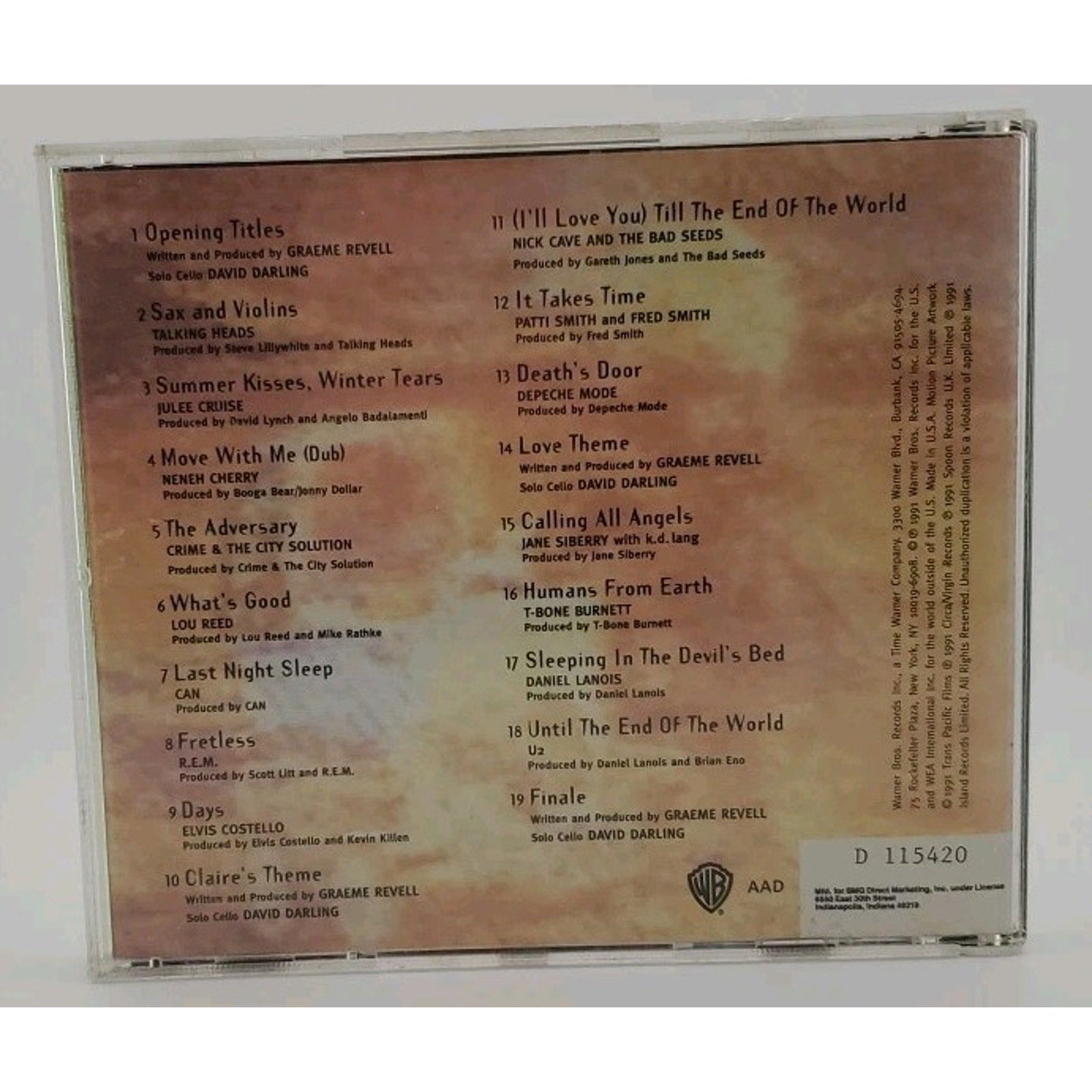 Until the End of the World by Original Soundtrack (CD, Dec-1991, Warner Bros.)