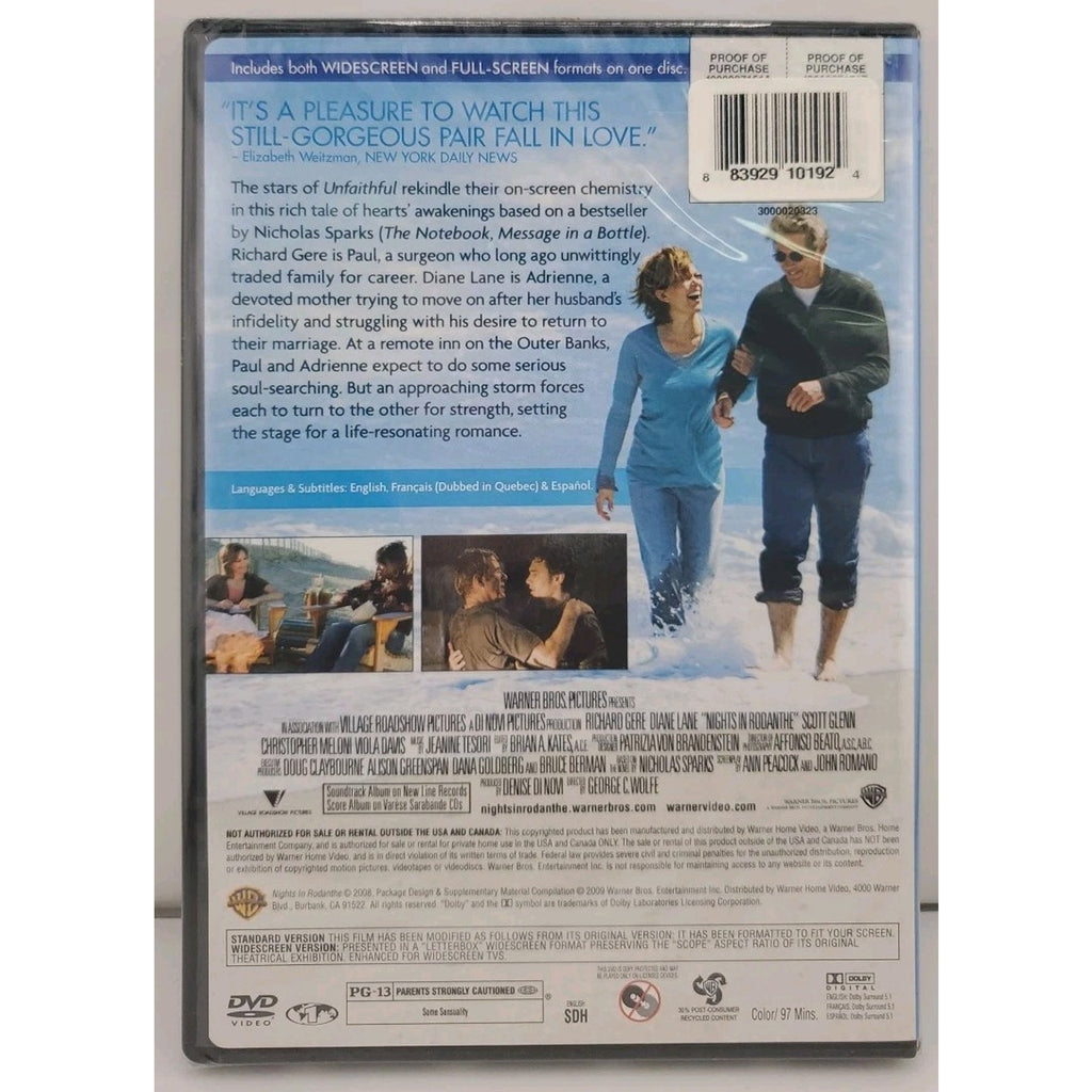 Nights in Rodanthe (DVD, 2008) *Brand New*