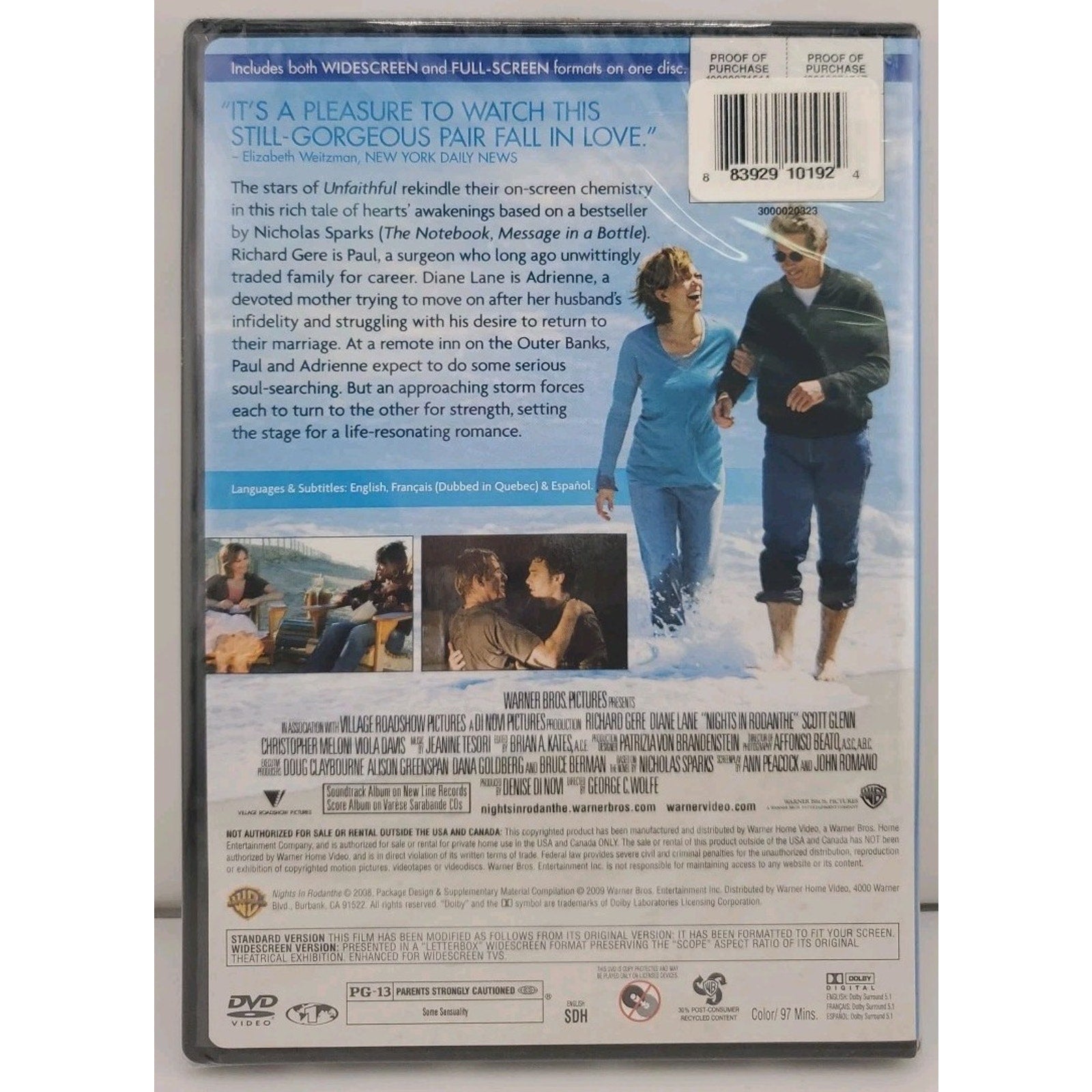 Nights in Rodanthe (DVD, 2008) *Brand New*