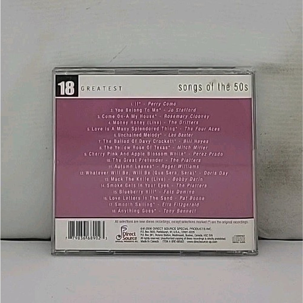 Songs of the 50s: 18 Greatest by Various Artists (CD, Mar-2007, Direct Source)