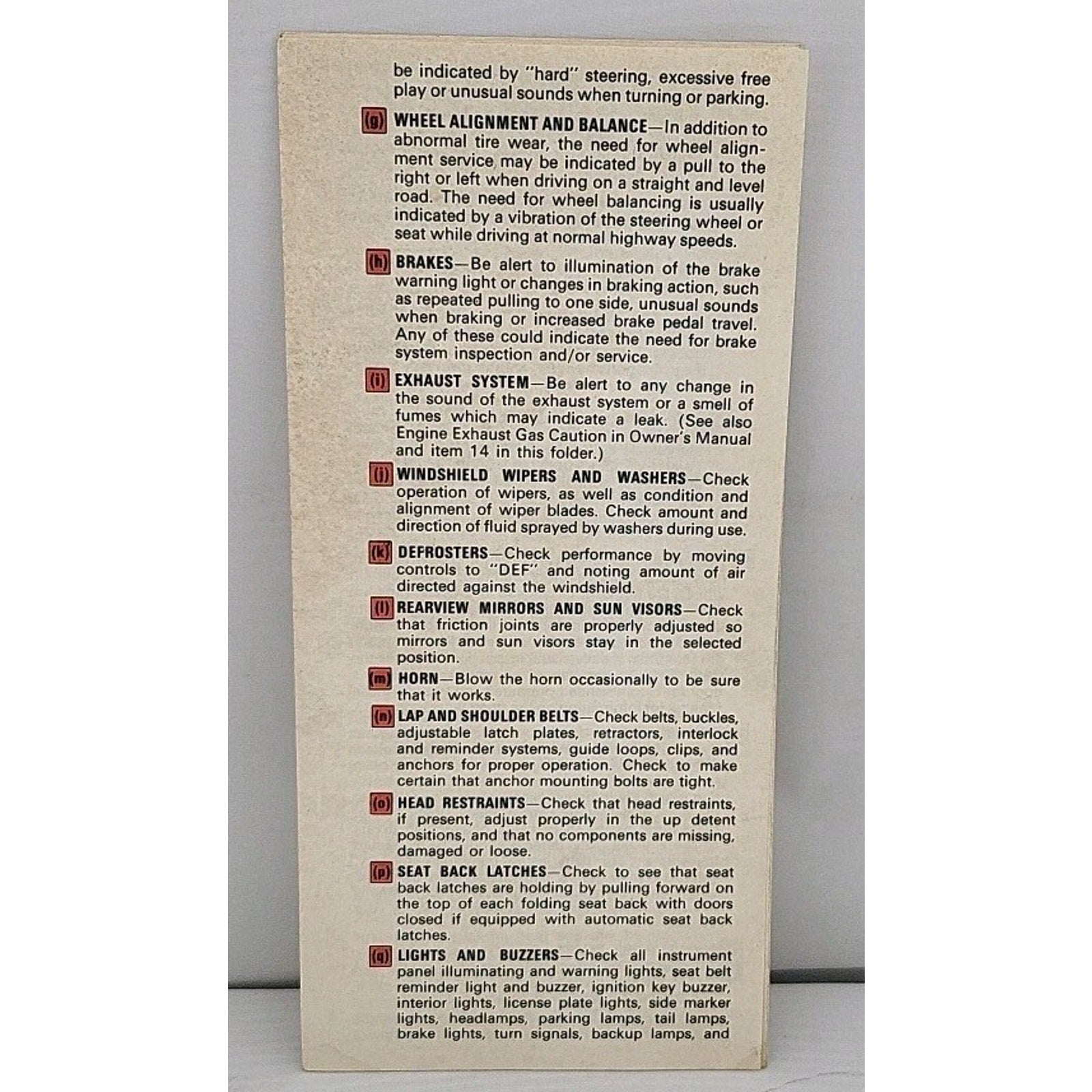 1974 Chevrolet Passenger Car Maintenance Schedule