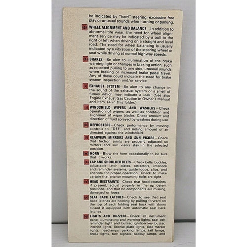 1974 Chevrolet Passenger Car Maintenance Schedule