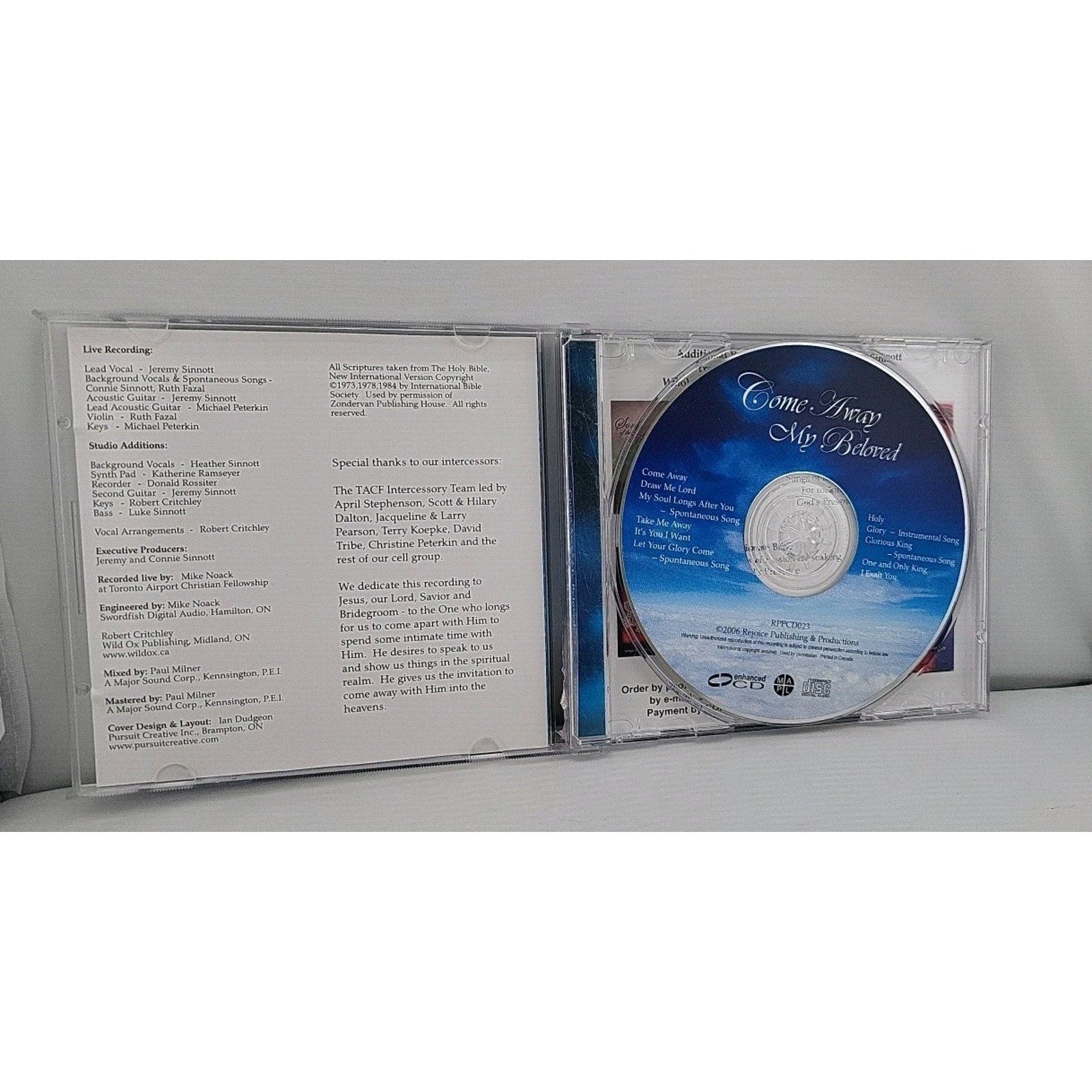 Come Away My Beloved CD Jeremy & Connie Sinnott
