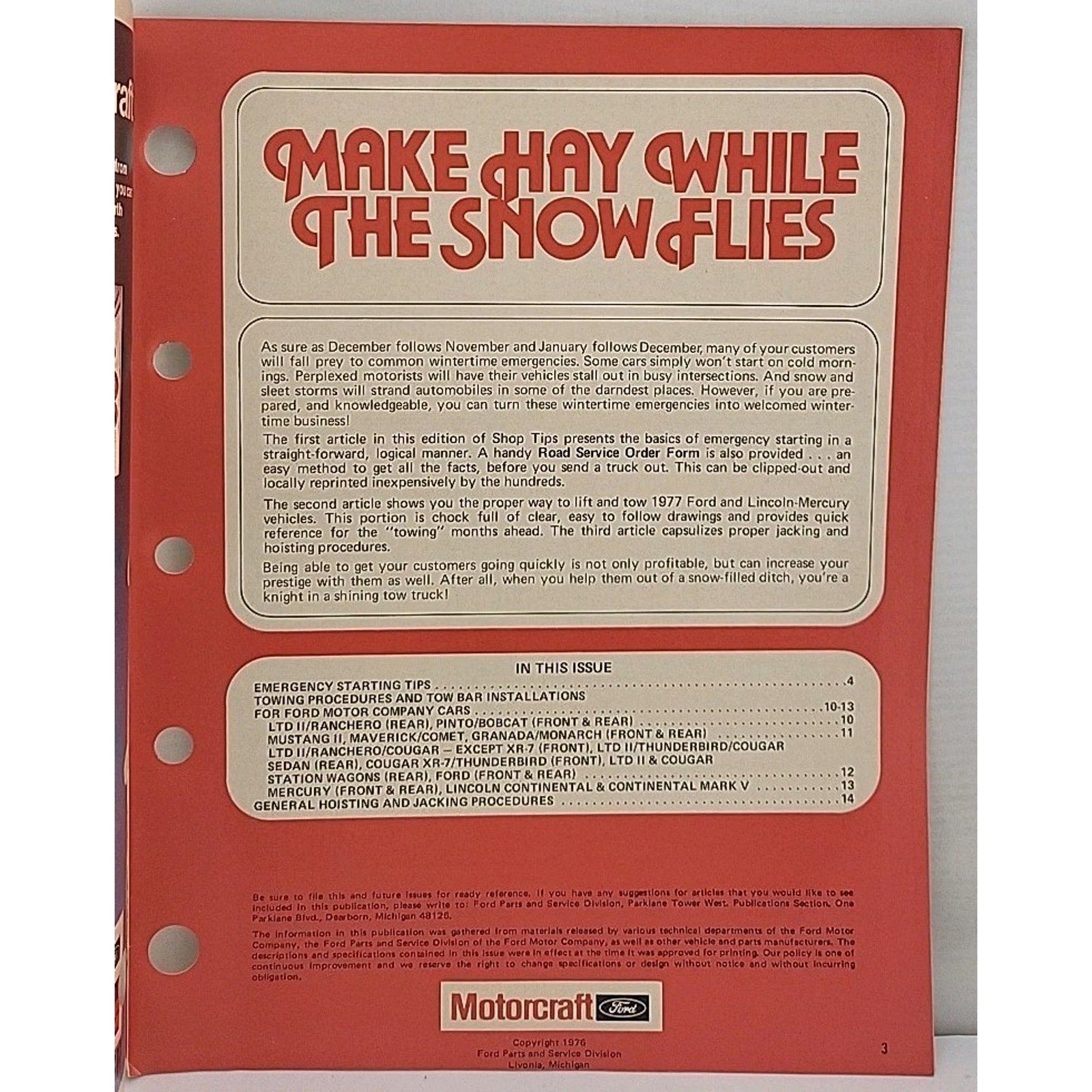 Shop Tips November-December 1976 Vol. 14 No. 10