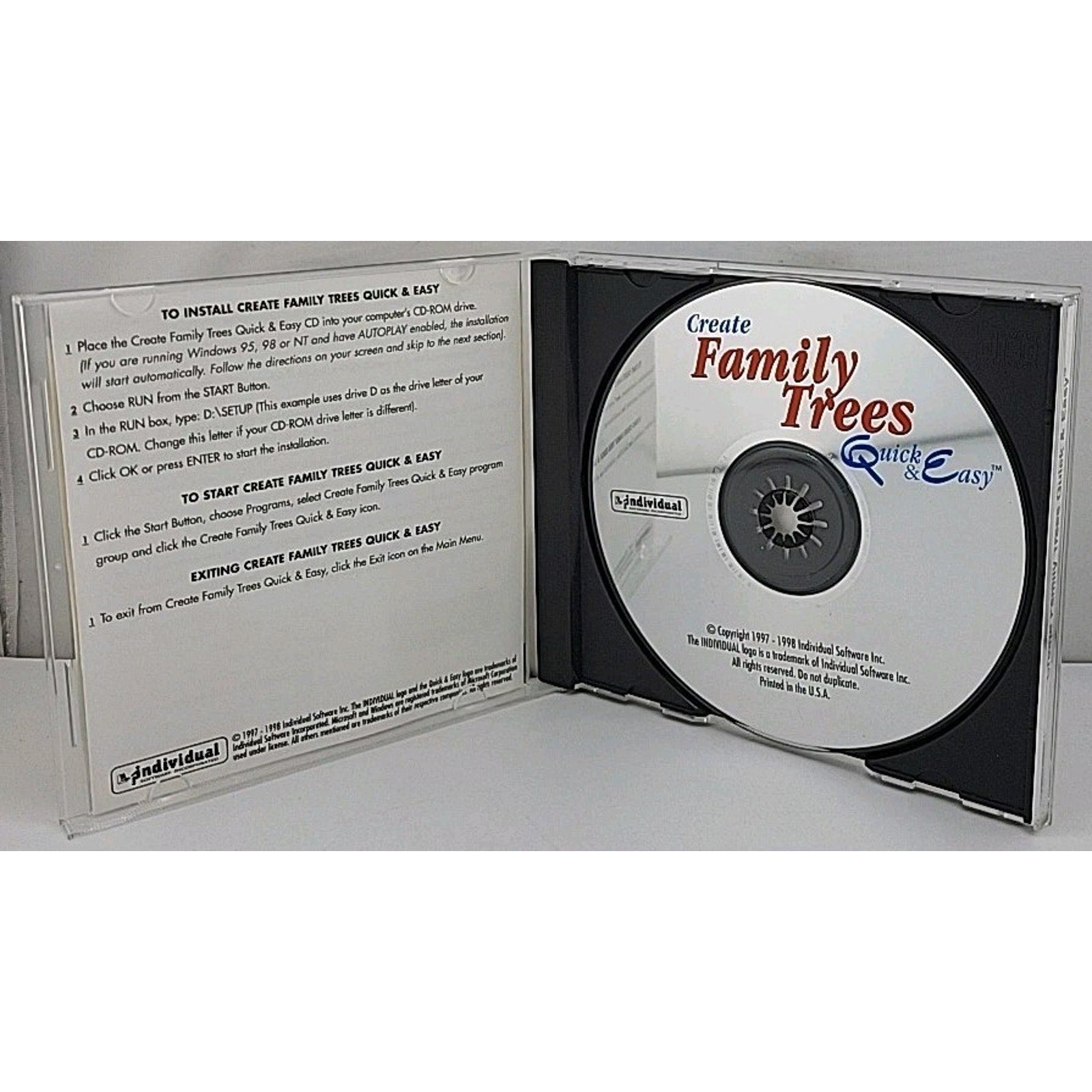 Create Family Trees Quick & Easy (PC, 1998, Windows 98/95/NT)