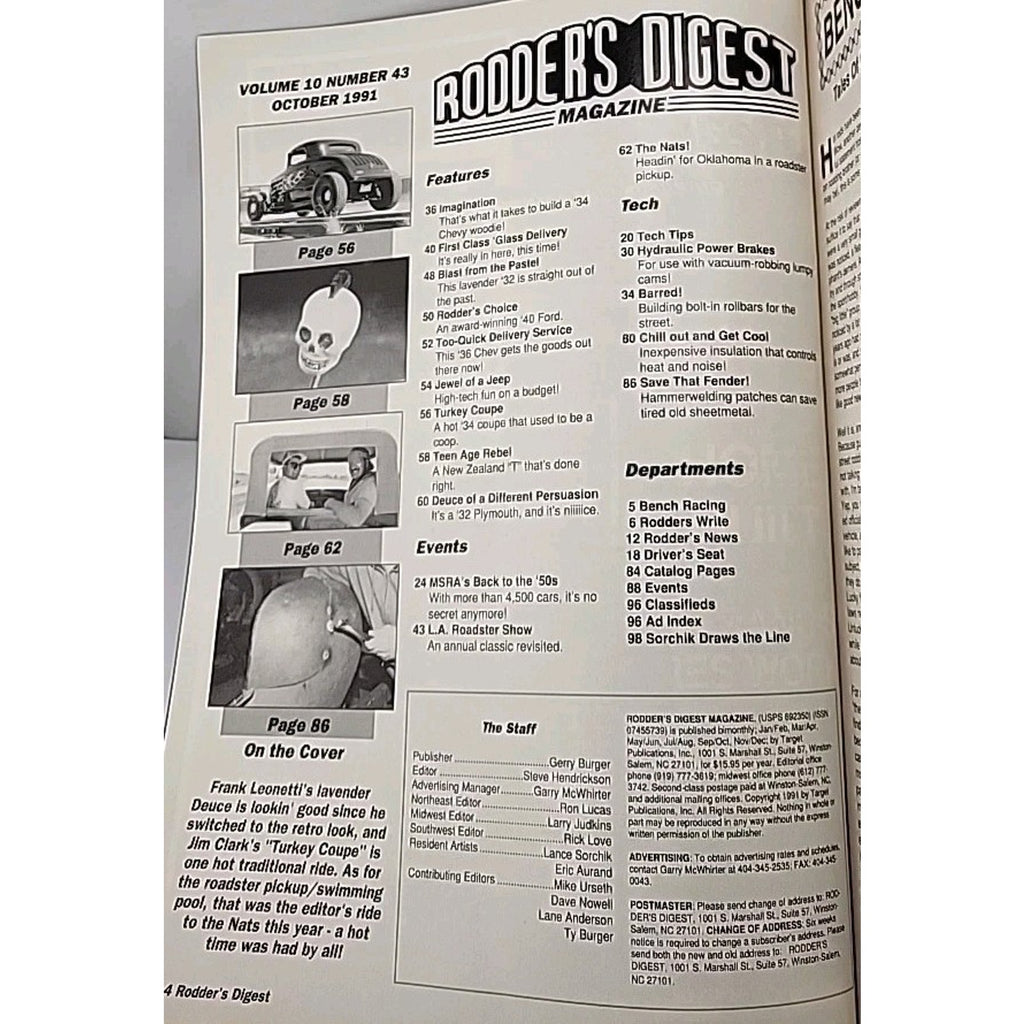Rodder's Digest Magazine October 1991 Volume 10 Number 43