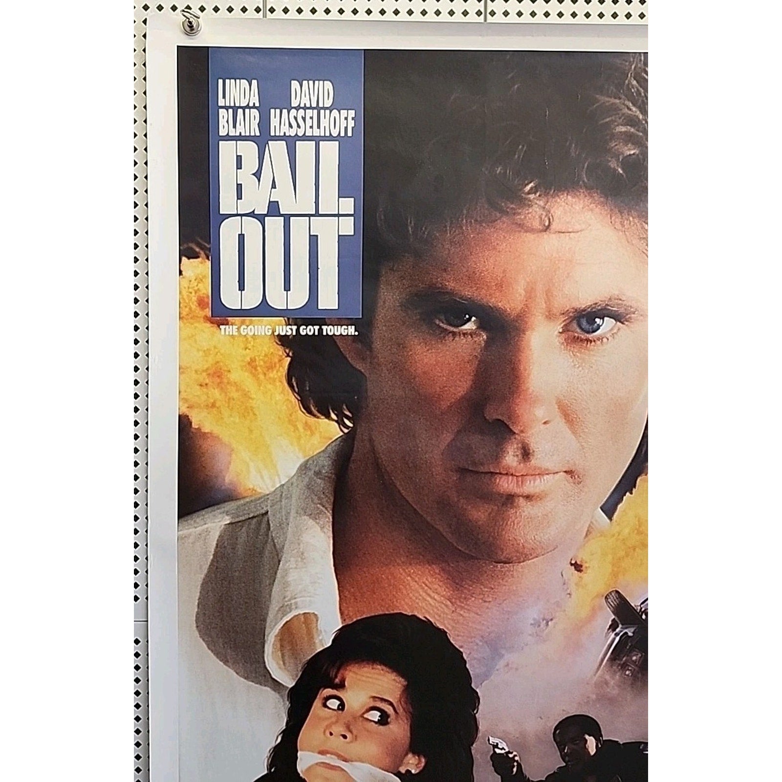 1990 Bail Out Starring David Hasselhoff & Linda Blair Video Movie Poster 27x40