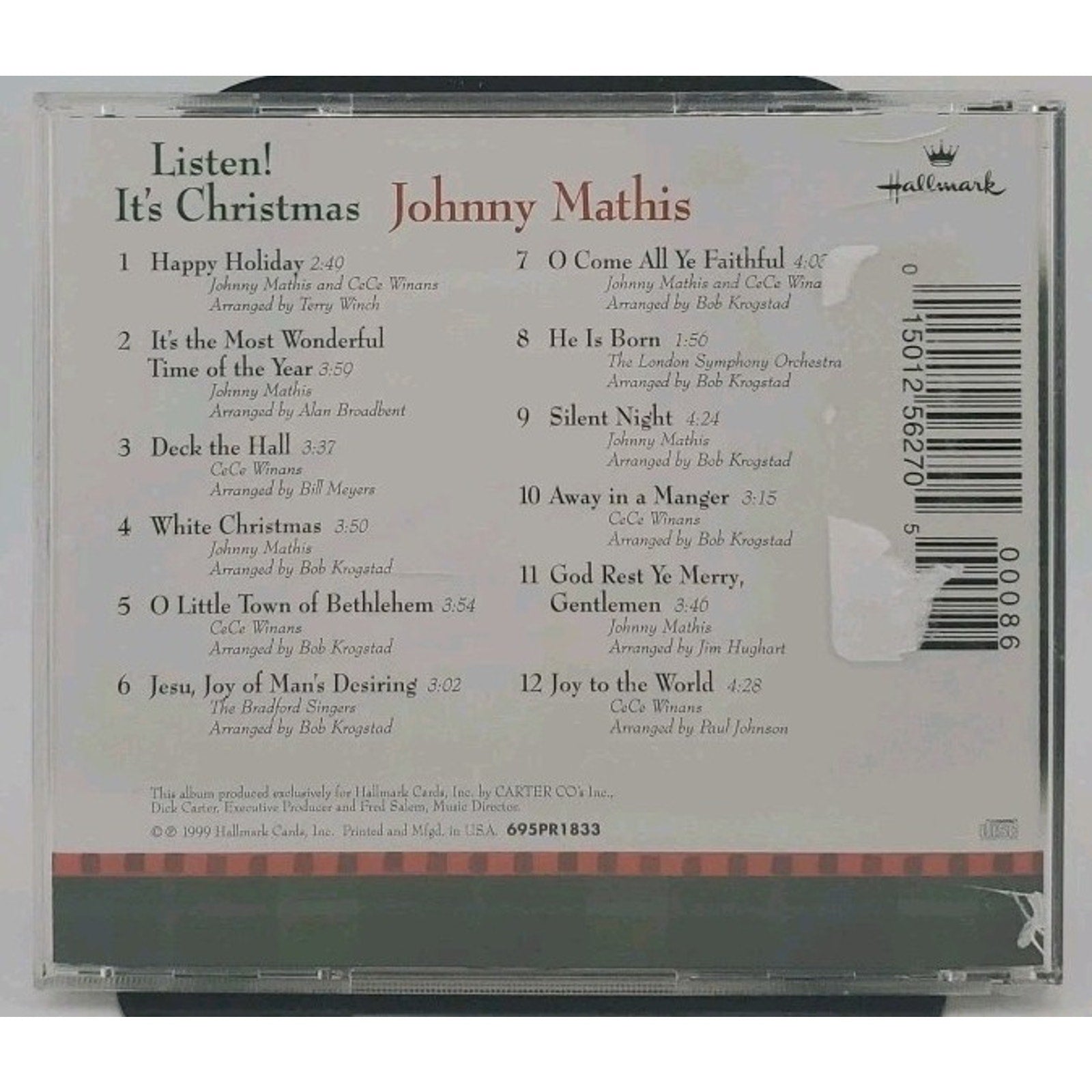Listen! It's Christmas By Johnny Mathis - CeCe Winans (CD, 1999) Hallmark Cards