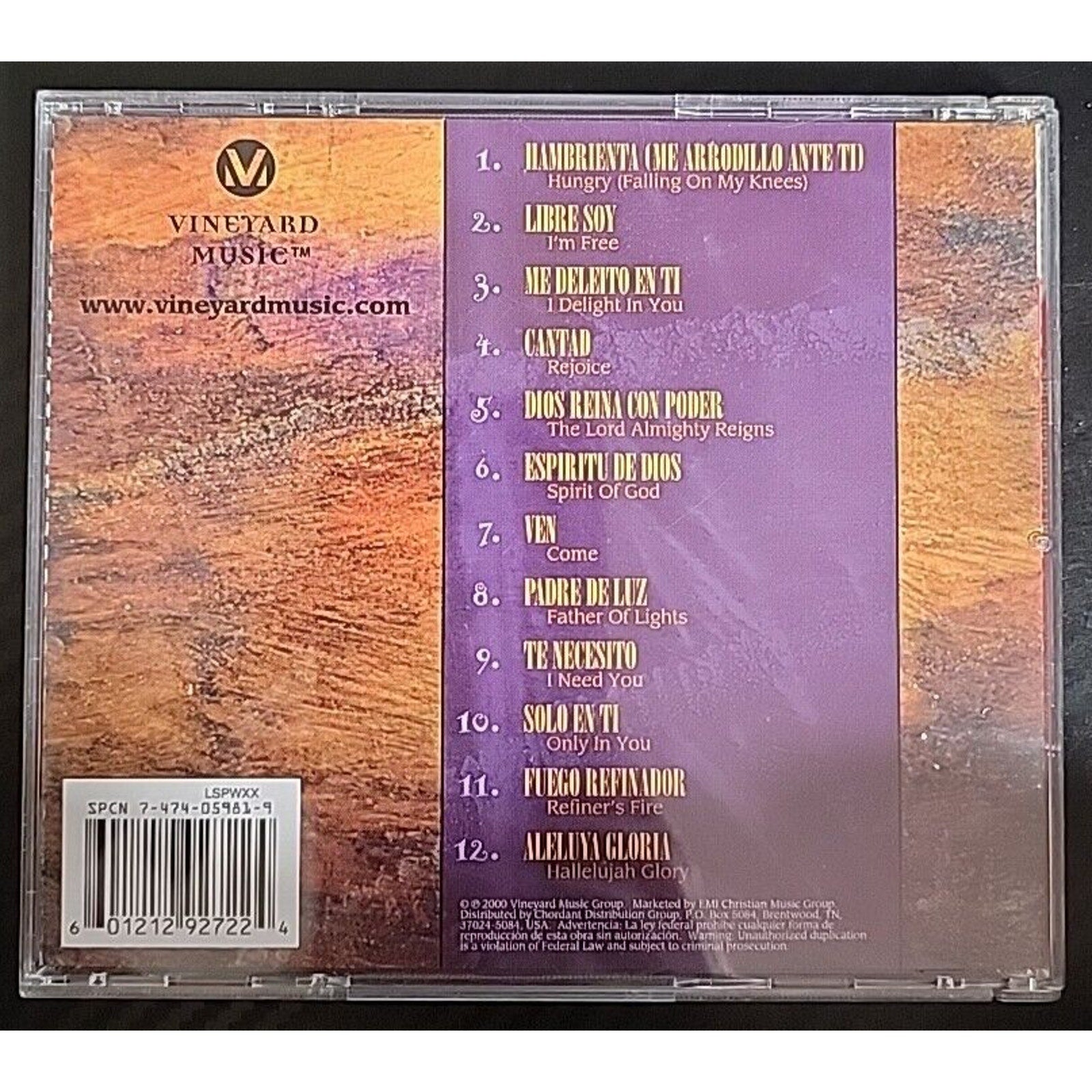 Canciones de la Vina - Vineyard Music - CD