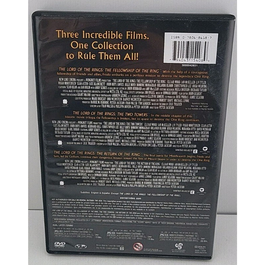 The Lord of the Rings: 3-Film Collection (DVD, 2014, 3-Disc Set, Theatrical...