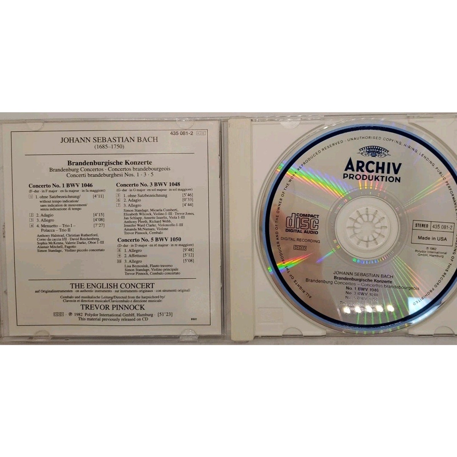 J.s. Bach: Brandenburgische Konzete Nr.1.3.5 : The Engish Concert/pinnock CD