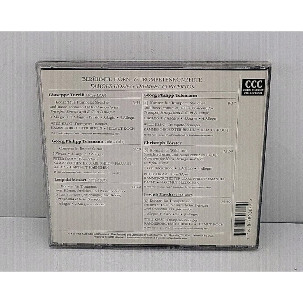 Famous Horn & Trumpet Concertos by Torelli / Haydn / Mozart, L / Damm (CD, 1995)