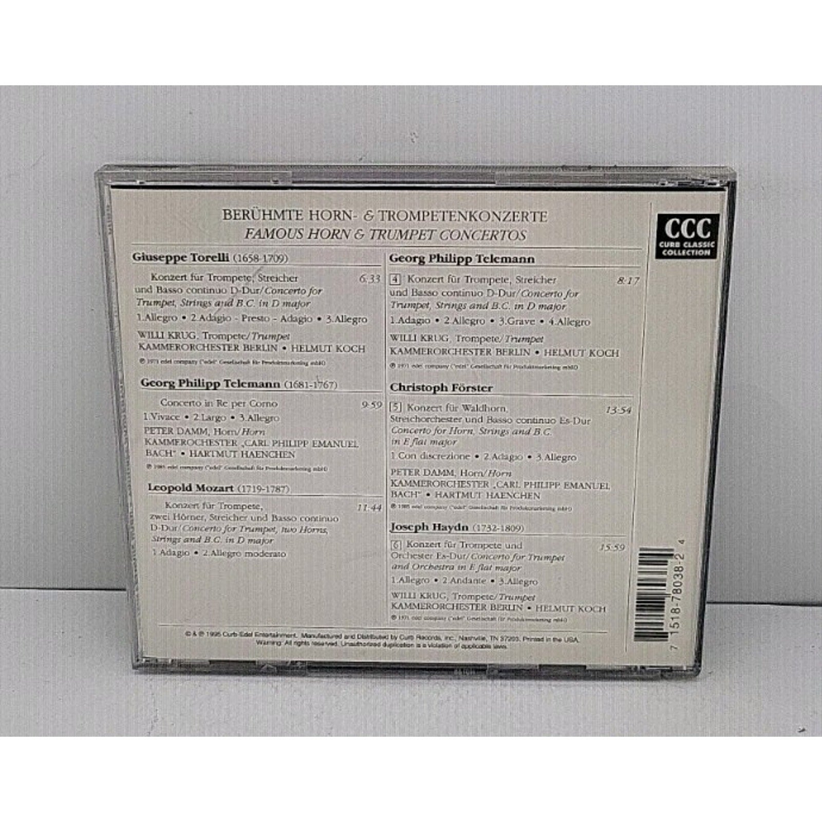Famous Horn & Trumpet Concertos by Torelli / Haydn / Mozart, L / Damm (CD, 1995)